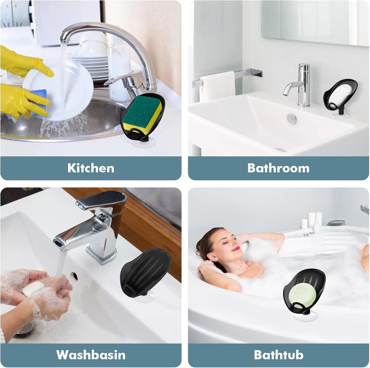 NPET Self Draining Soap Dish with Suction Cup Space-Saving and Durable