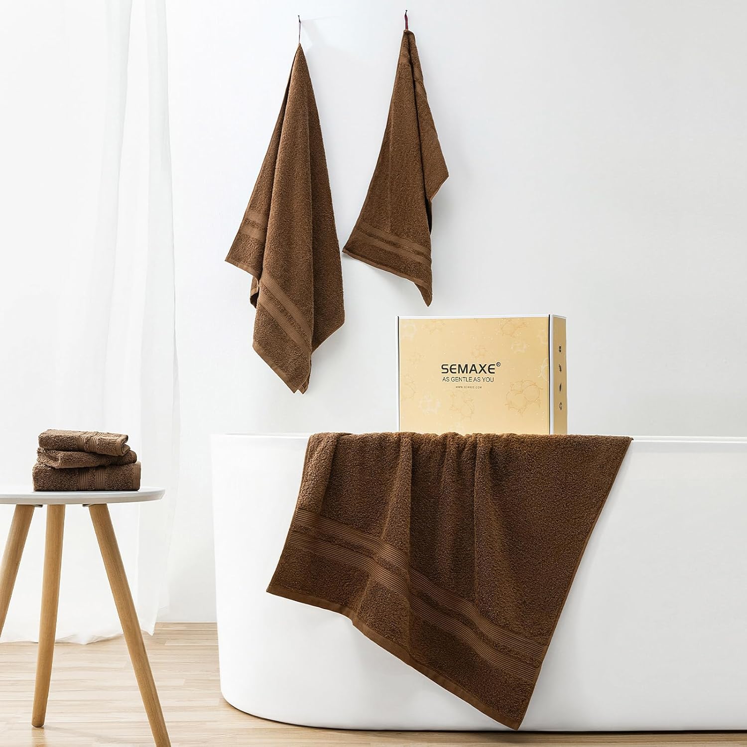 SEMAXE 6-Piece Towel Set Cafe Brown 600GSM 100 Cotton