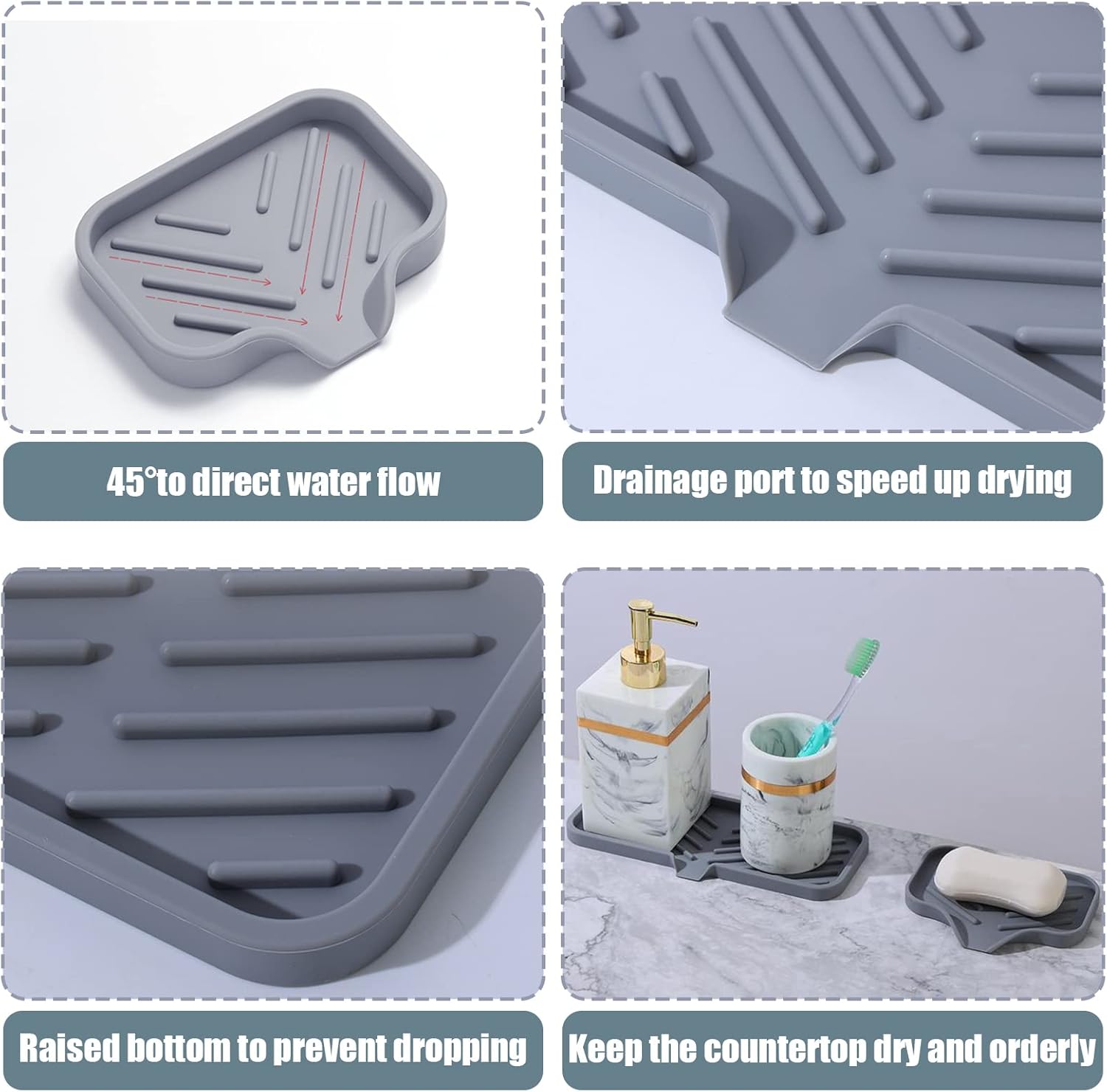 XIACIBDUS 2PCS Silicone Soap Holder for Kitchen Sink and Counter