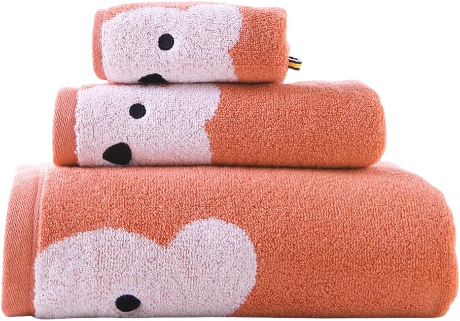 3 Piece Premium Kids Bath Towel Set Naughty Bear Red