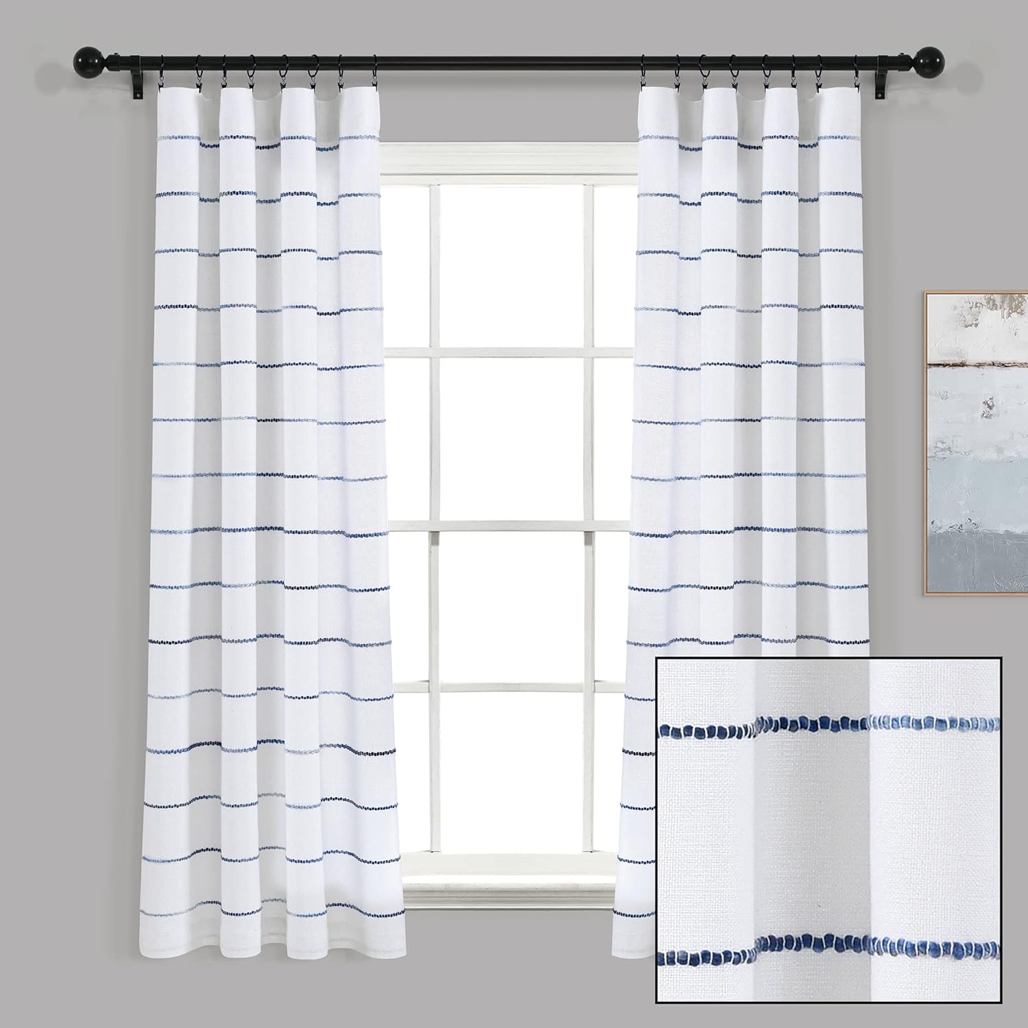 Lush Decor Ombre Stripe Window Curtain Panel Set - Navy