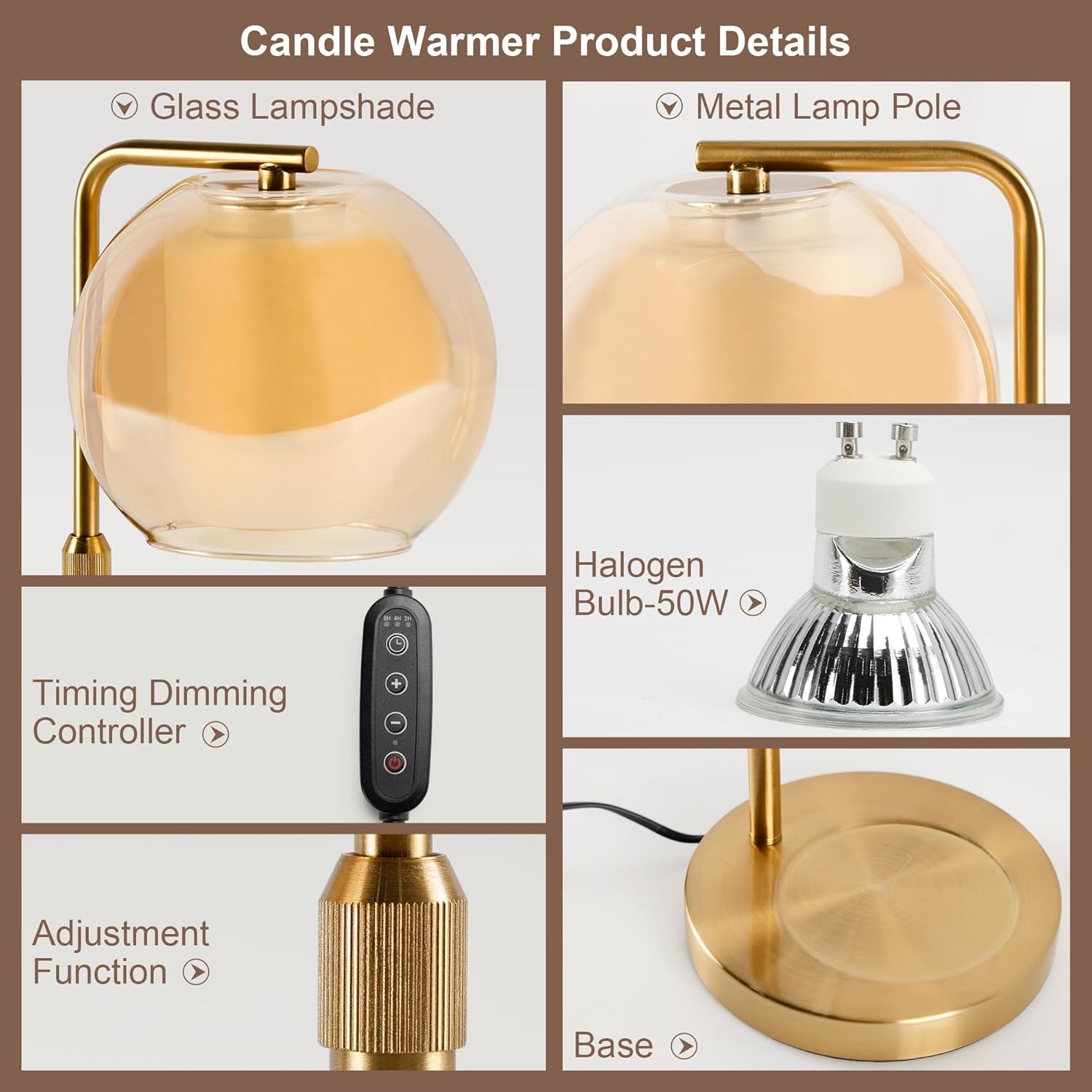 LUEUR Candle Warmer Lamp with Timer and 4 Brightness 1