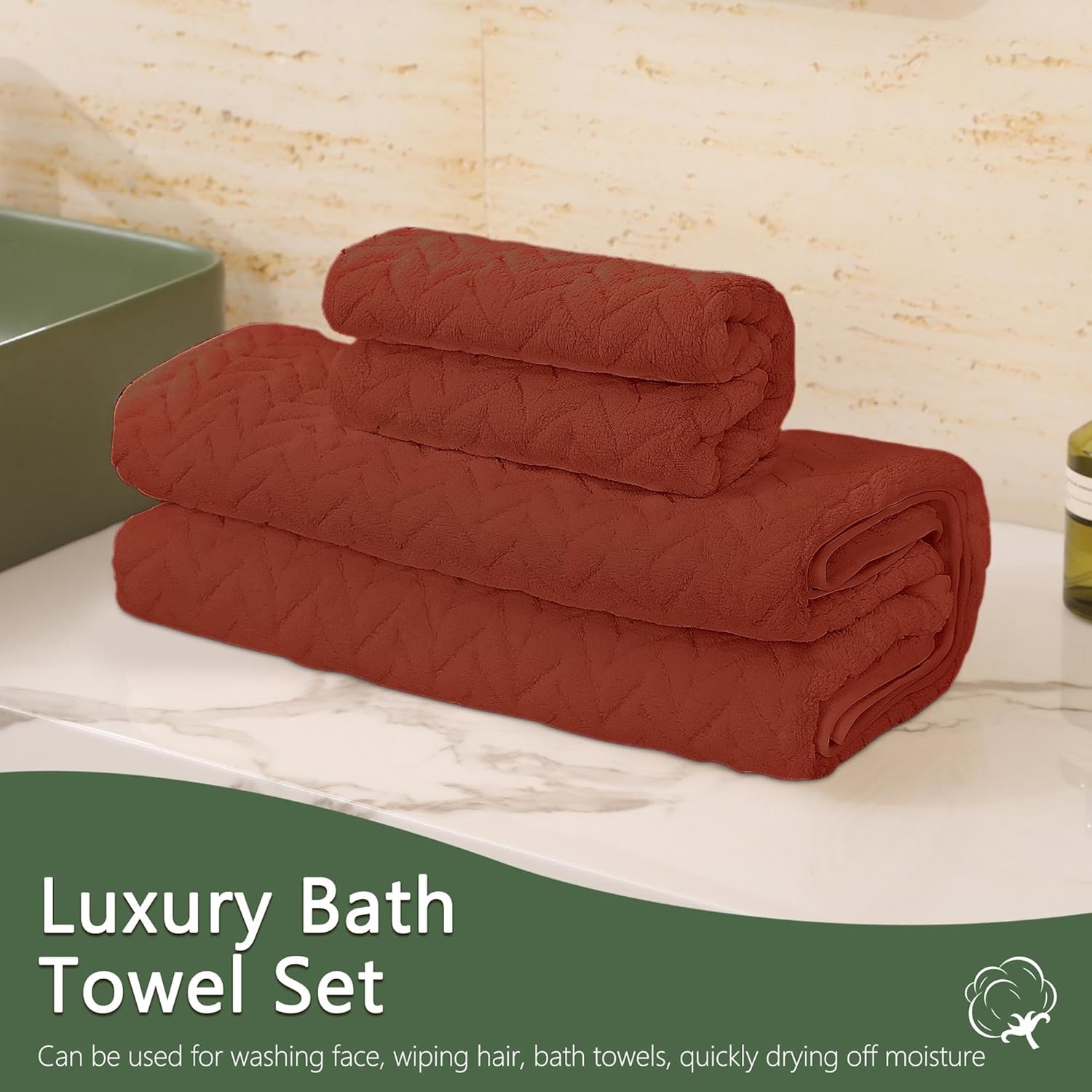 ANNEXLAB Luxury Microfiber Towel Set 6 Piece Rose Red
