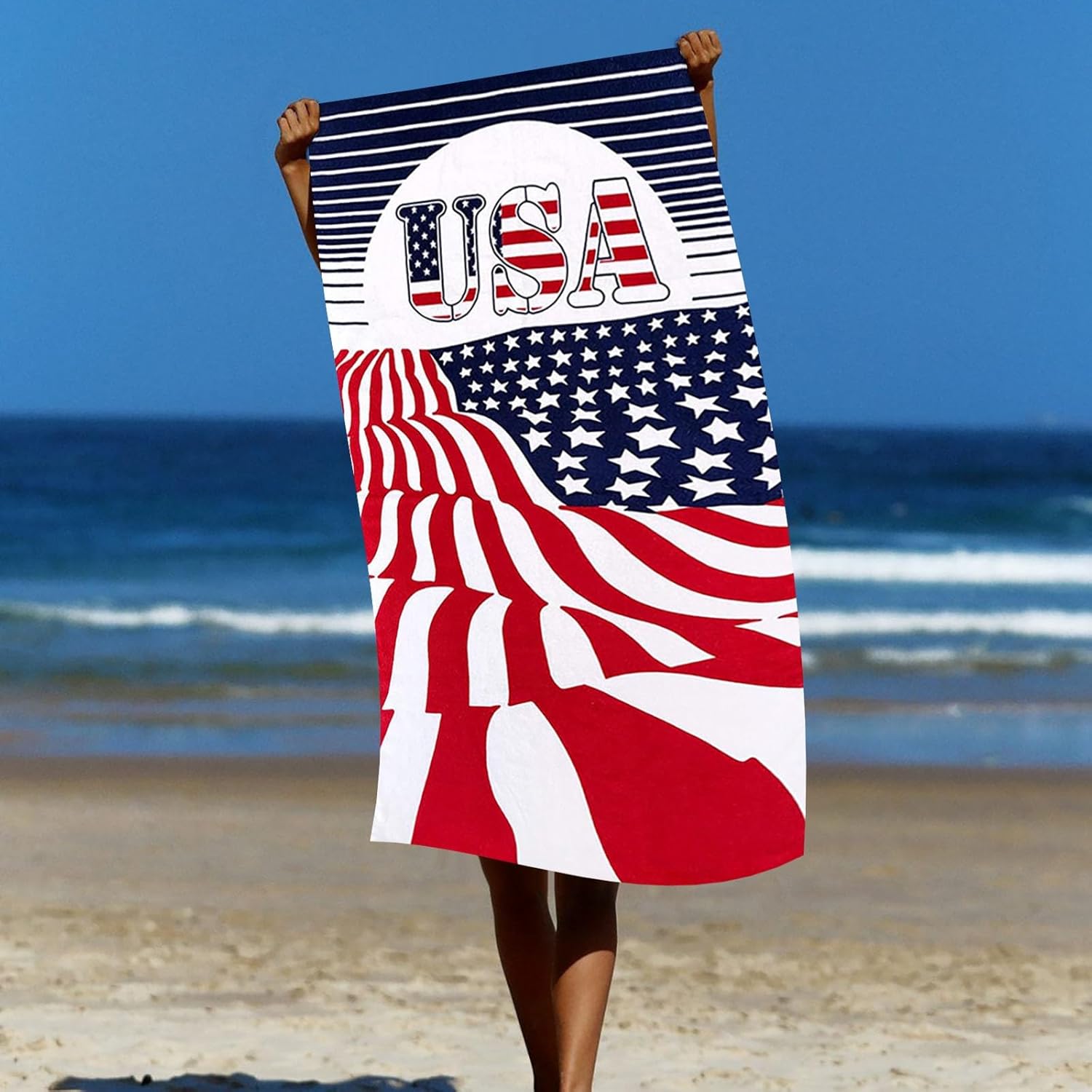 Lovskoo 4th of July Microfiber Beach Towel 27x55in