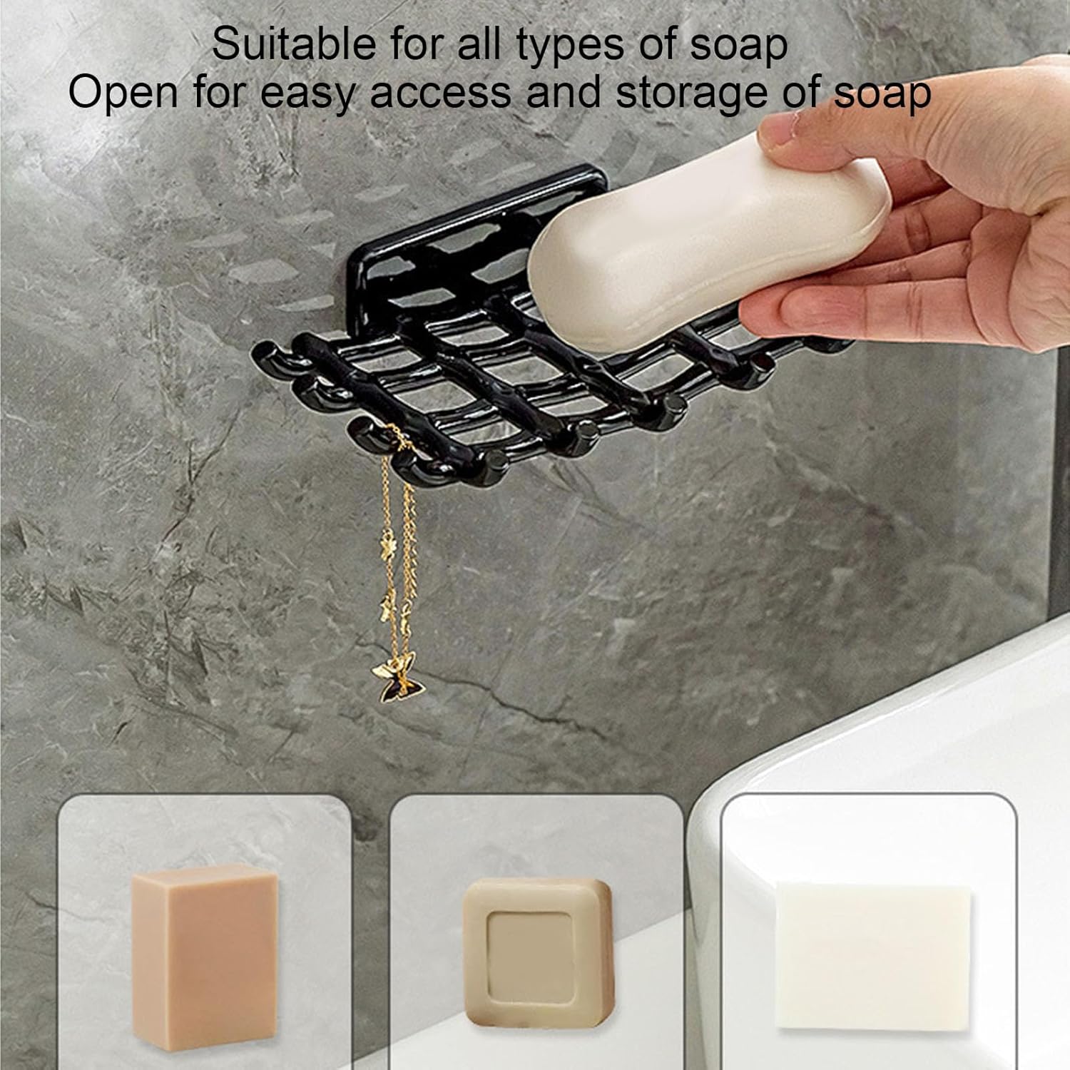 Annewi Soap Holder with Rattan Style Black