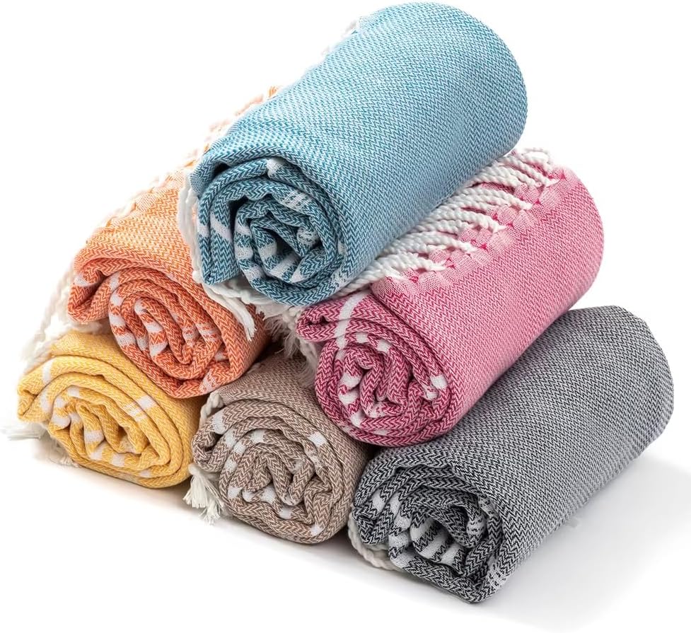 Turkish Cotton Beach Towel with Tassels - Quick Dry Lightweight 1