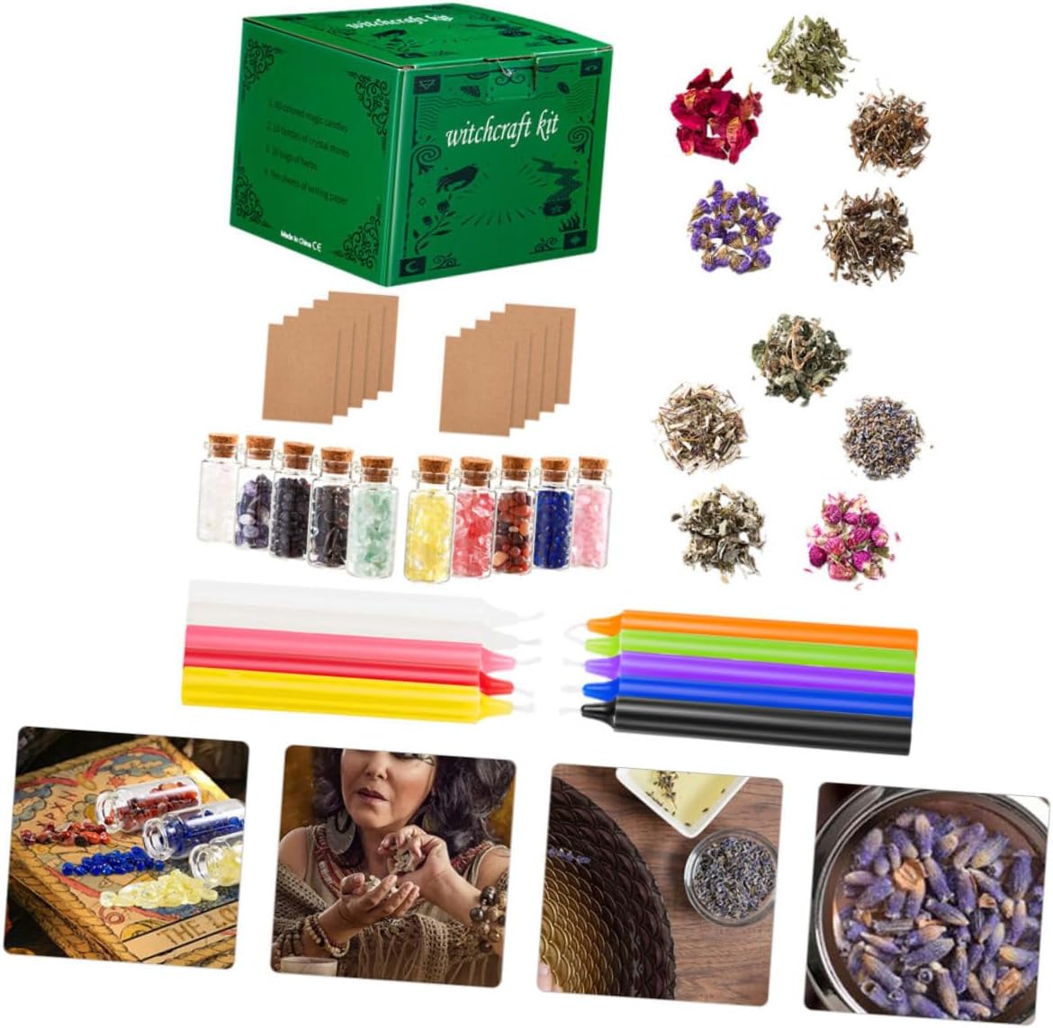 Witch Starter Kit with Dried Flowers and Crystals