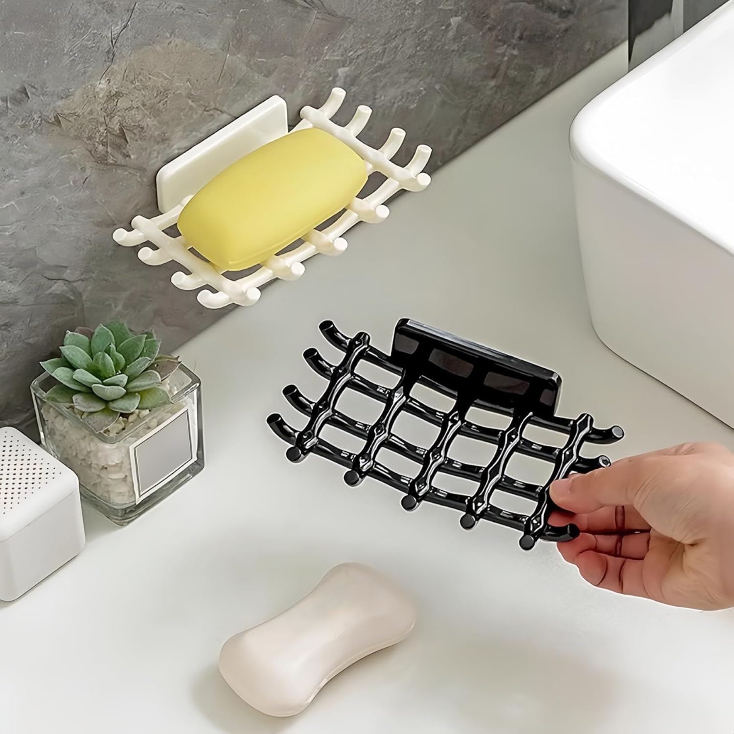 Space-Saving Soap Holder with Hooks and Drainage Tray