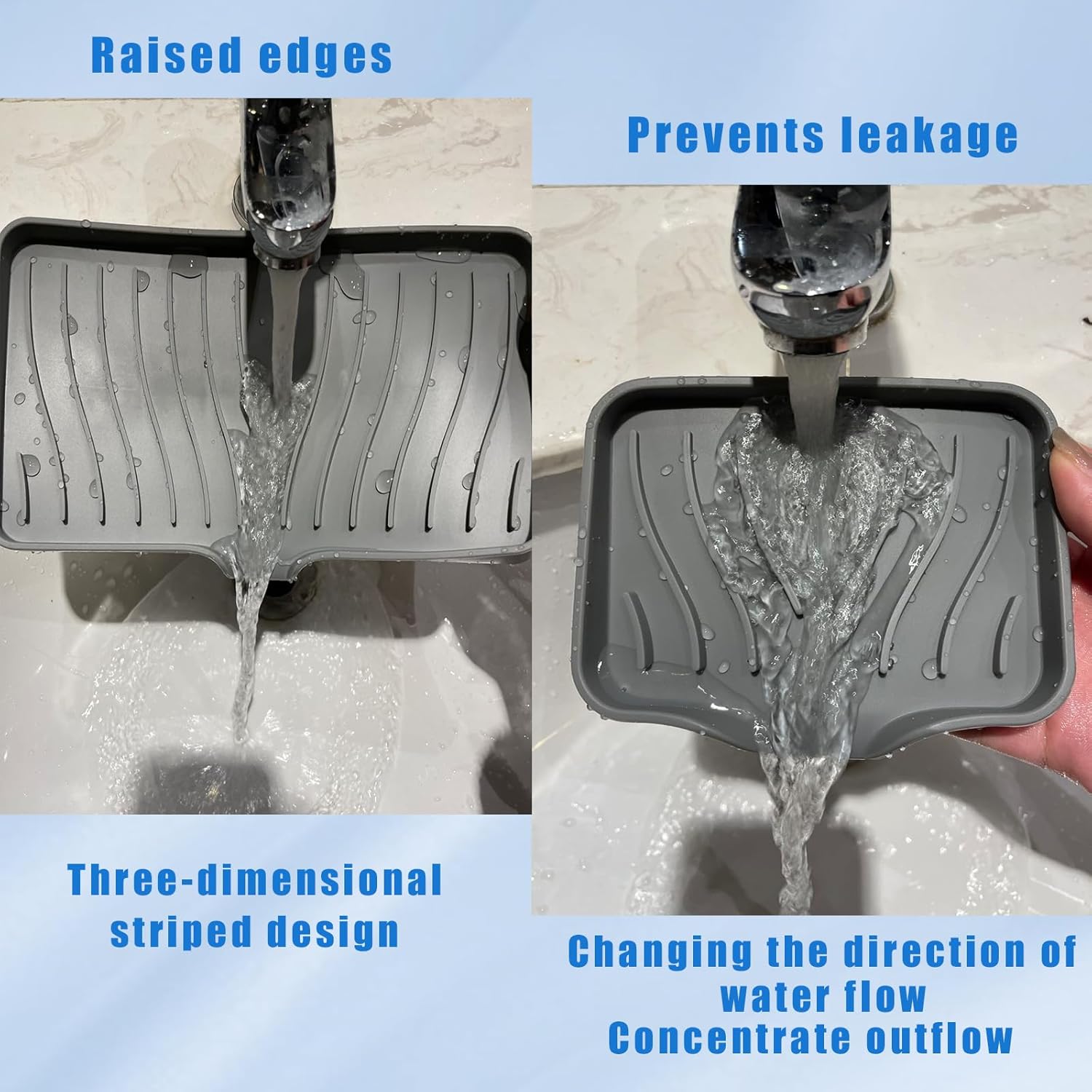3 Pcs Silicone Soap Dish Set for Bathroom Kitchen Sink