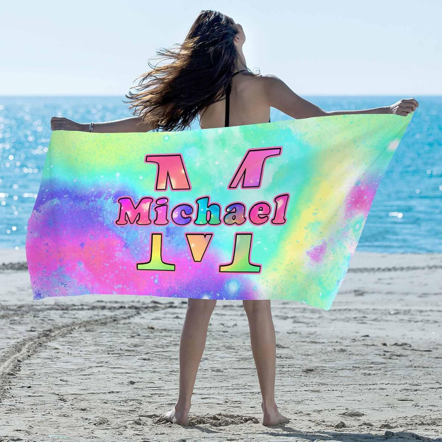 Artsadd Personalized Beach Towel with Initials