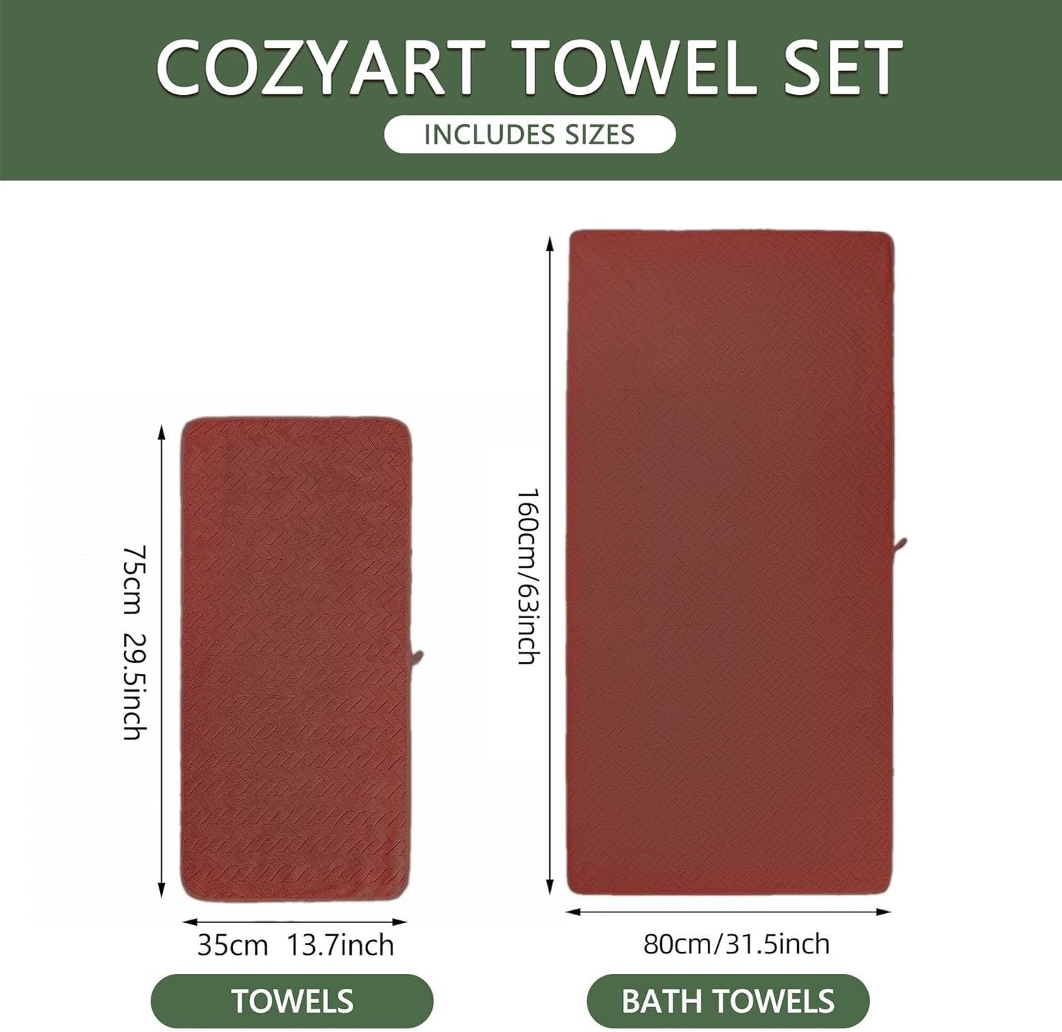 ANNEXLAB Luxury Microfiber Towel Set 6 Piece Rose Red