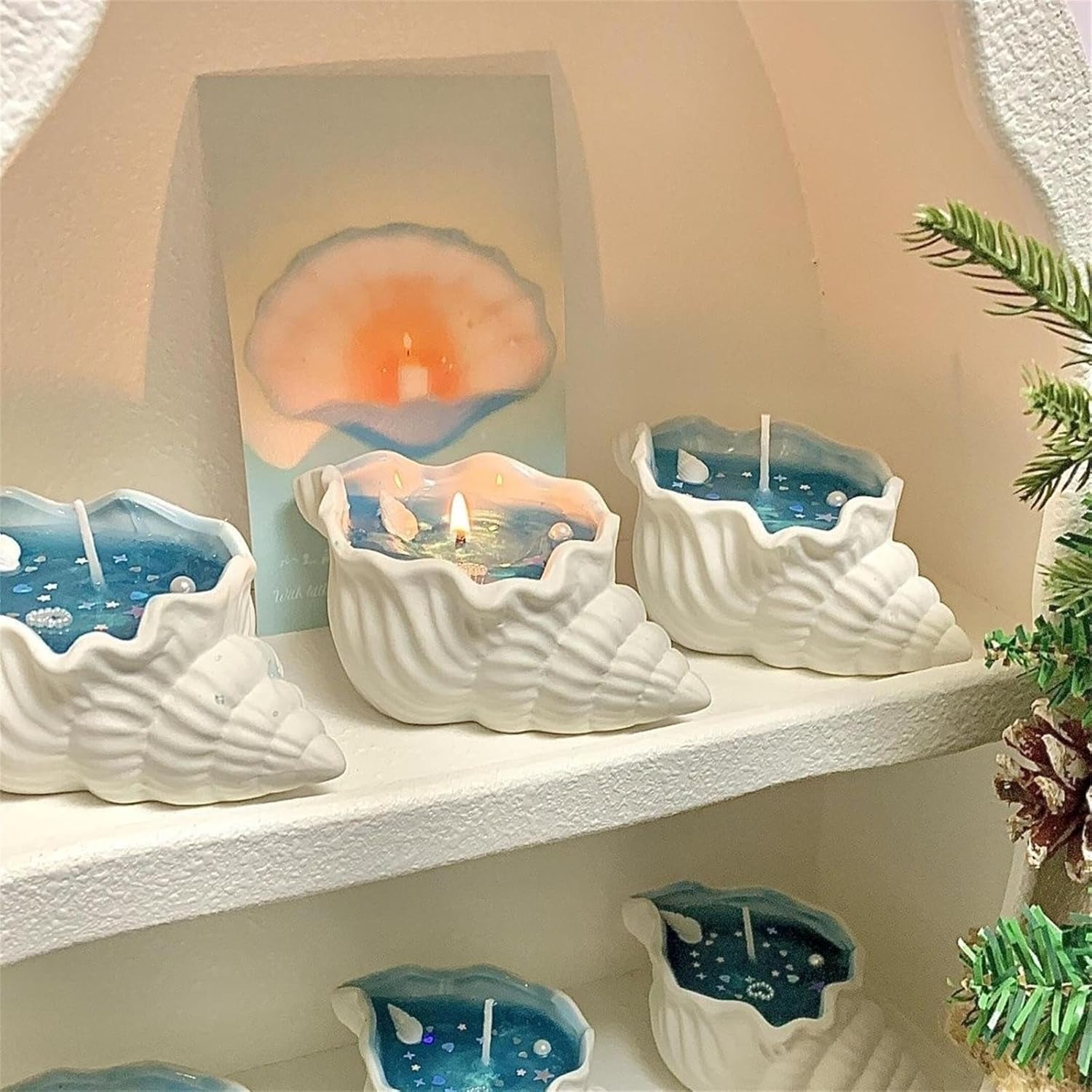 Niaviben Aquamarine Starry Pearl Jelly Candle