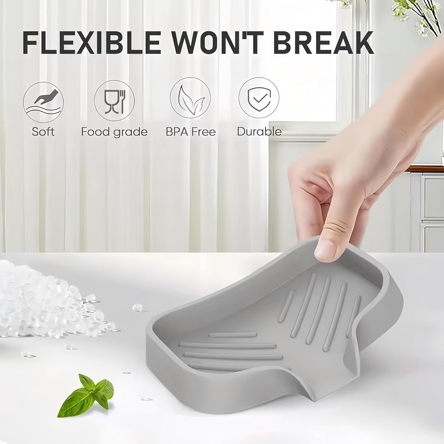 Silicone Soap Dish with Drain 1 Pcs Grey