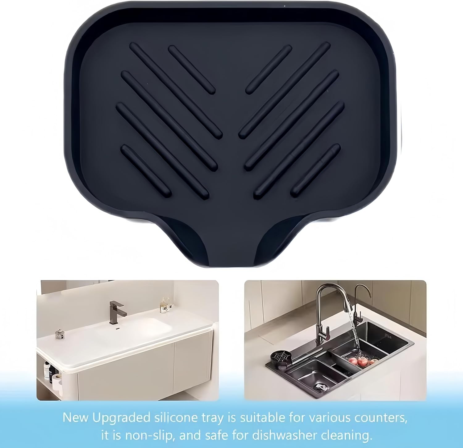 Silicone Soap Dish with Drain Spout - Black 1 Pcs