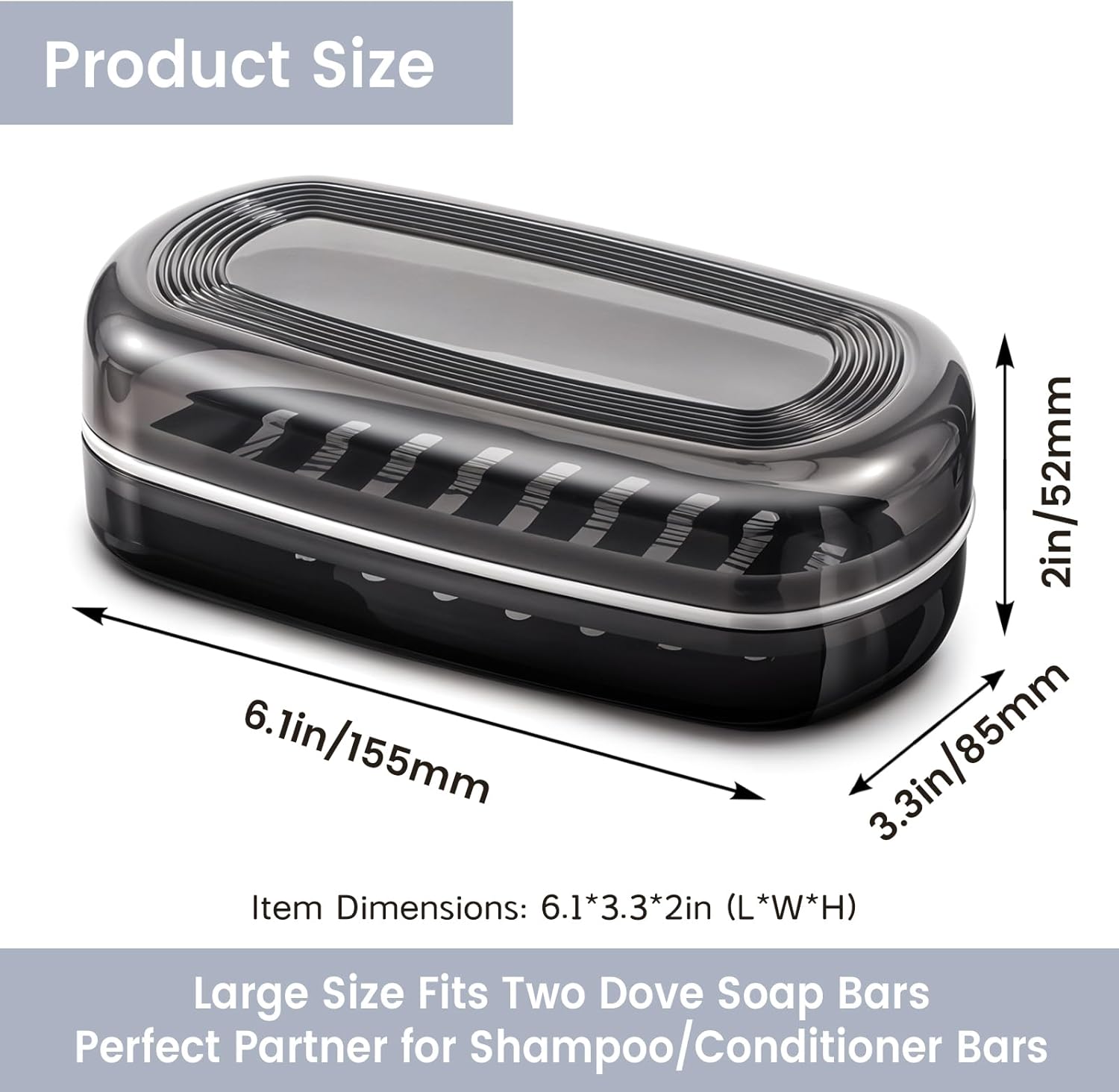 Bar Soap Travel Case with Lid and Drainage