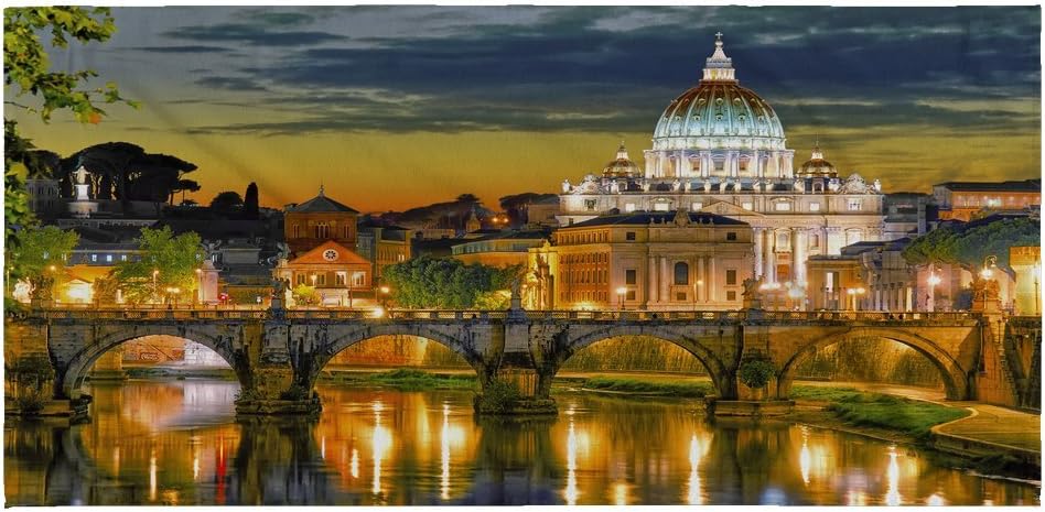 Large Microfiber Beach Towel with Italy Rome Design