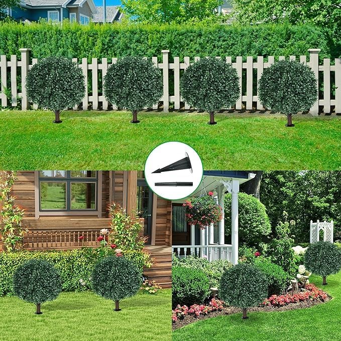 Artificial Boxwood Ball Tree with Thorn Set of 2 1