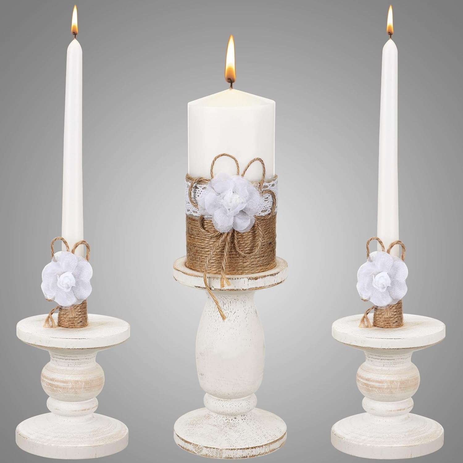 Zhehao 3 pcs Unity Candles with Holder Wedding Set