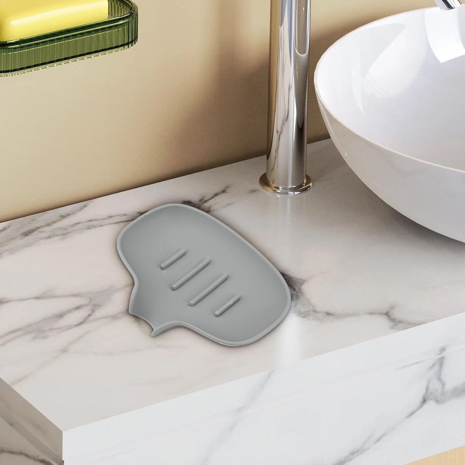 Plastic Soap Dish with Drain and Non-Slip Base
