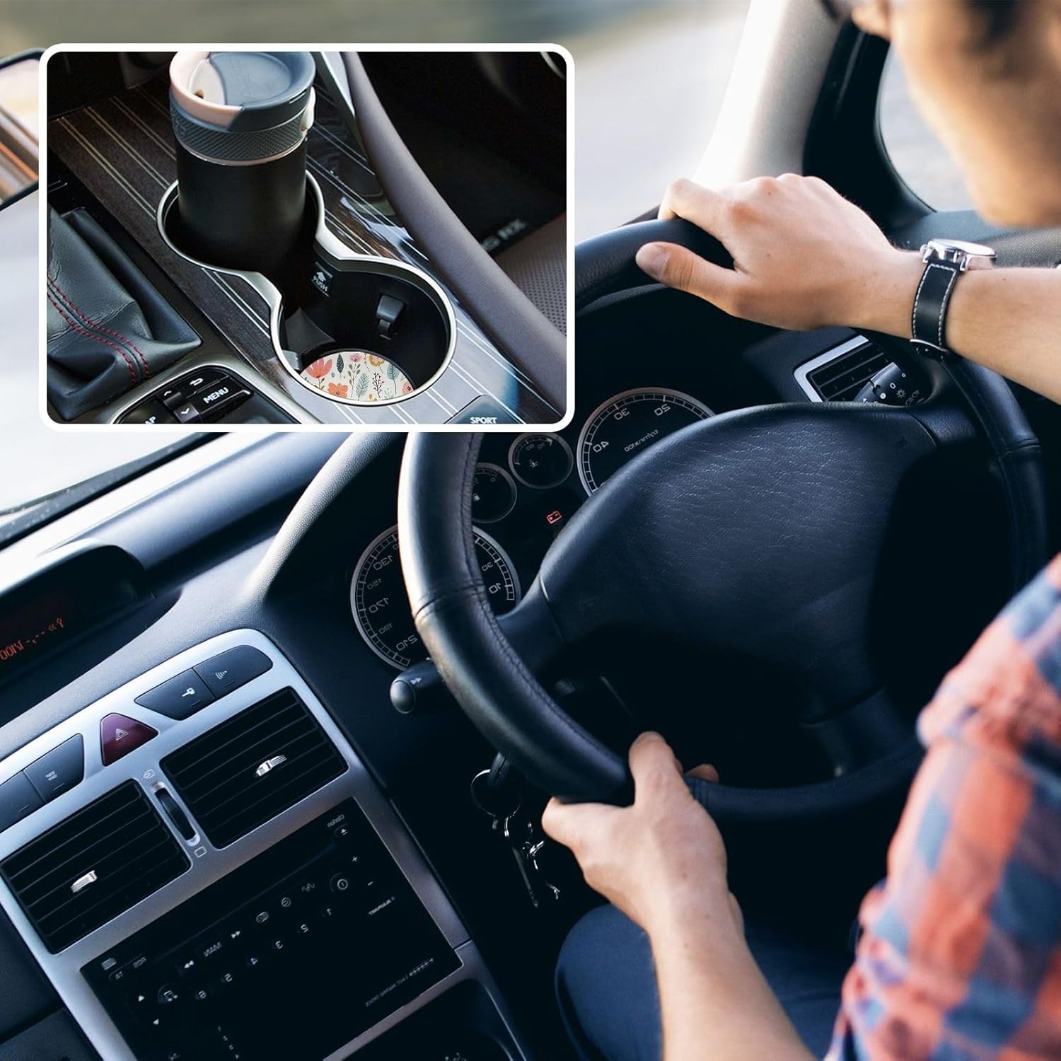 Wildflowers Car Cup Holder Coasters 2 Pack