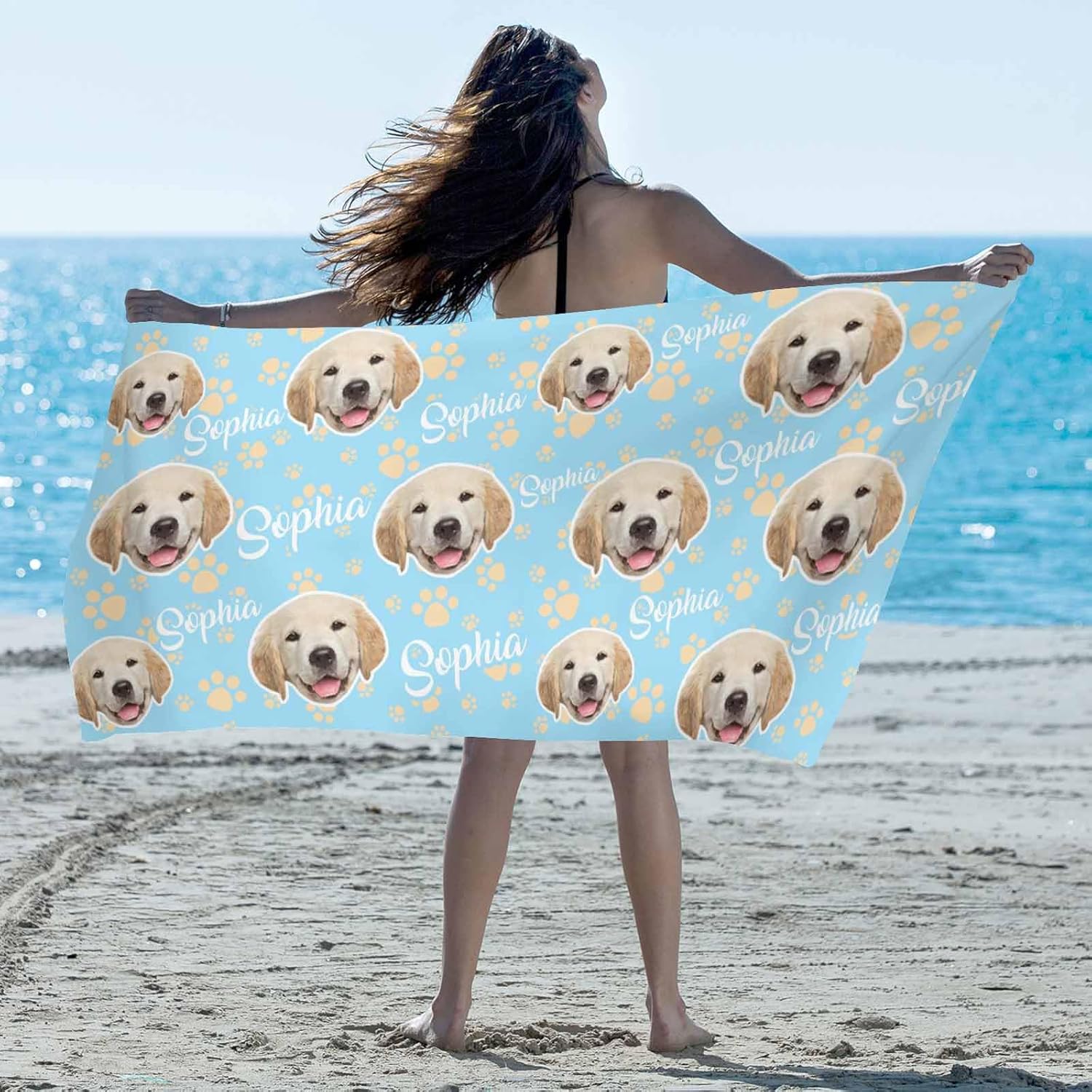 Artsadd Personalized Beach Towel with Name Initial