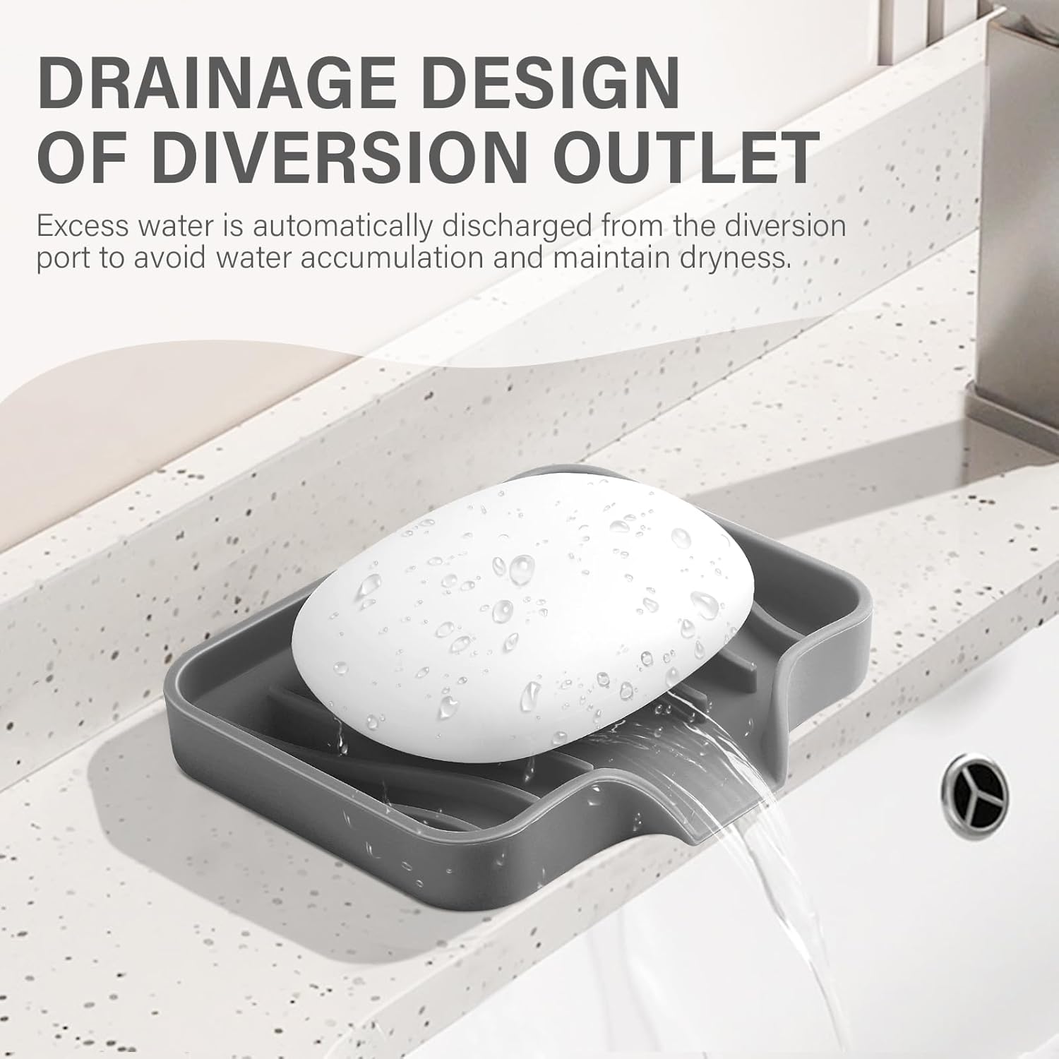2PCS Self Draining Soap Holder Grey