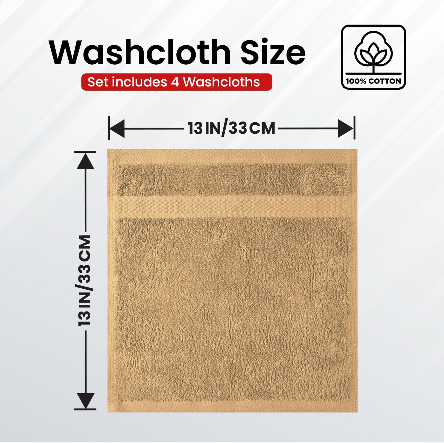 Infinitee Xclusives 100 Cotton Wash Cloths - Pack of 4 12x12 Inches 1