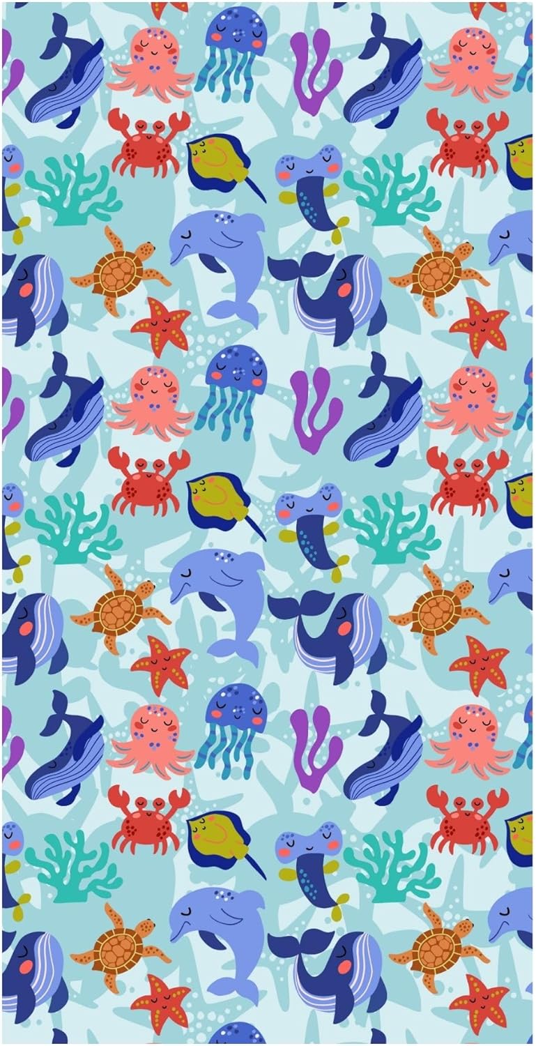 Turkish Cotton Beach Towel with Underwater Design