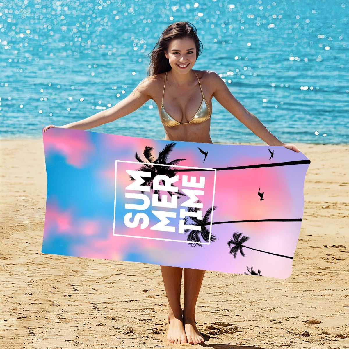 Microfiber Beach Towel Quick Dry Sand Free Large 55x275in