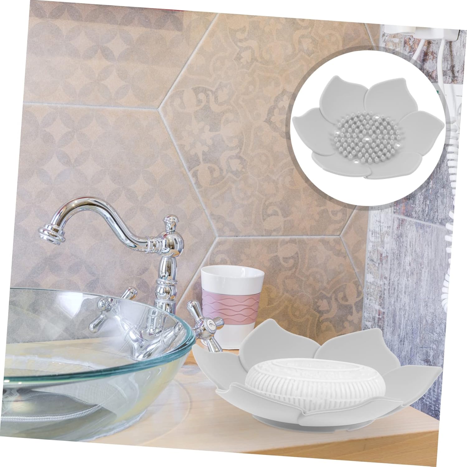 ULTECHNOVO Flower Shape Soap Dish Holder 2Pcs