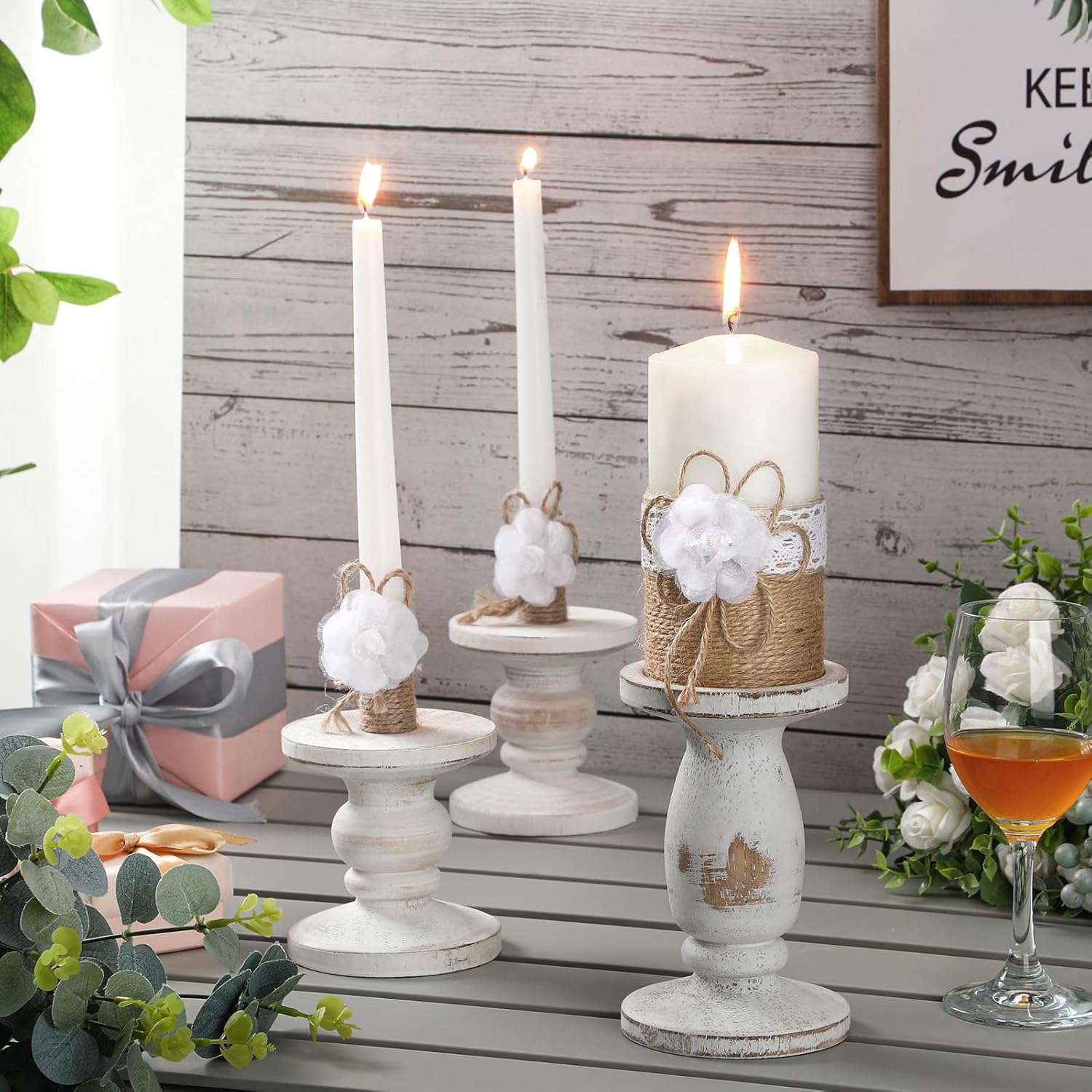 Zhehao 3 pcs Unity Candles with Holder Wedding Set