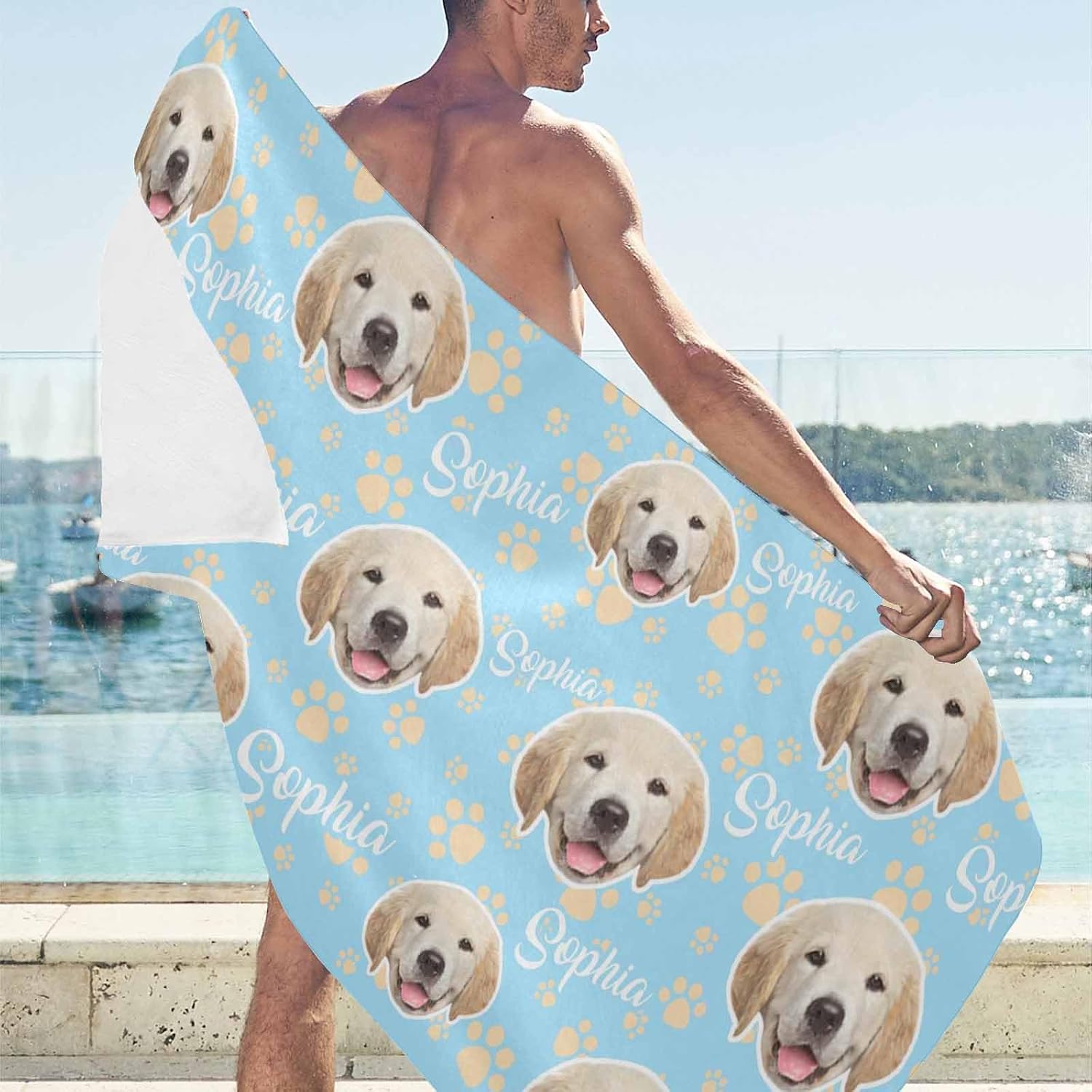 Artsadd Personalized Beach Towel with Name Initial