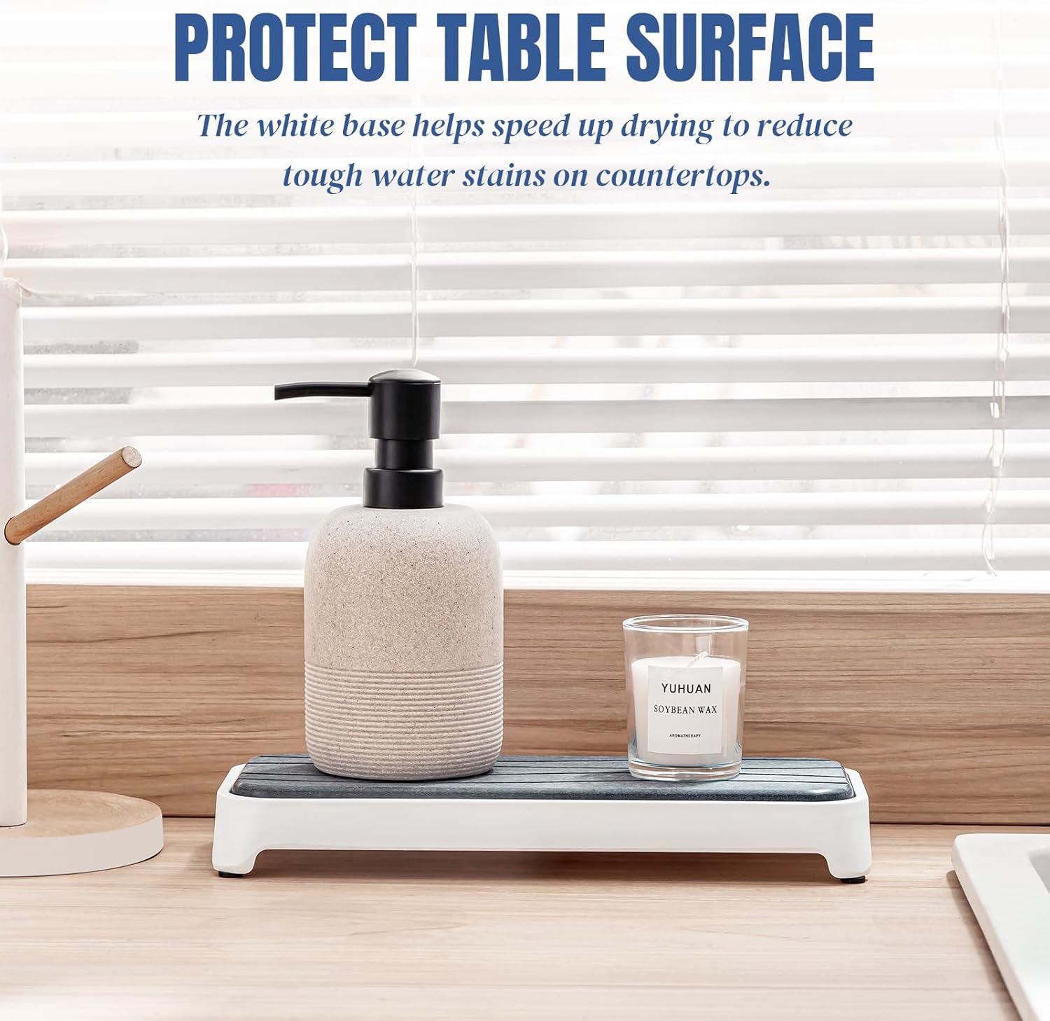 Plentio Stone Drying Tray with Base - Dark Gray