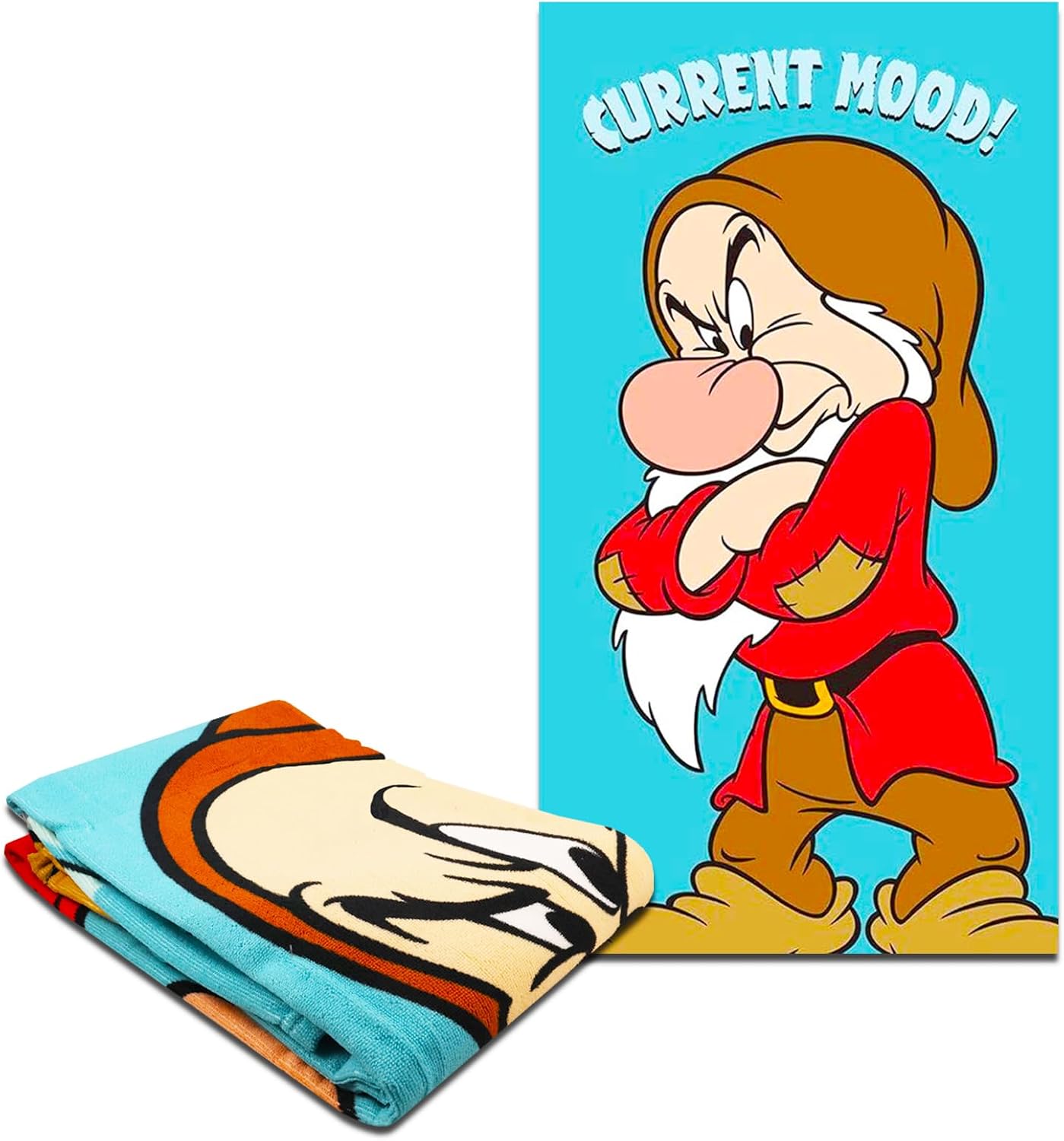 Disney Snow White Grumpy Beach Towel Set with Stickers
