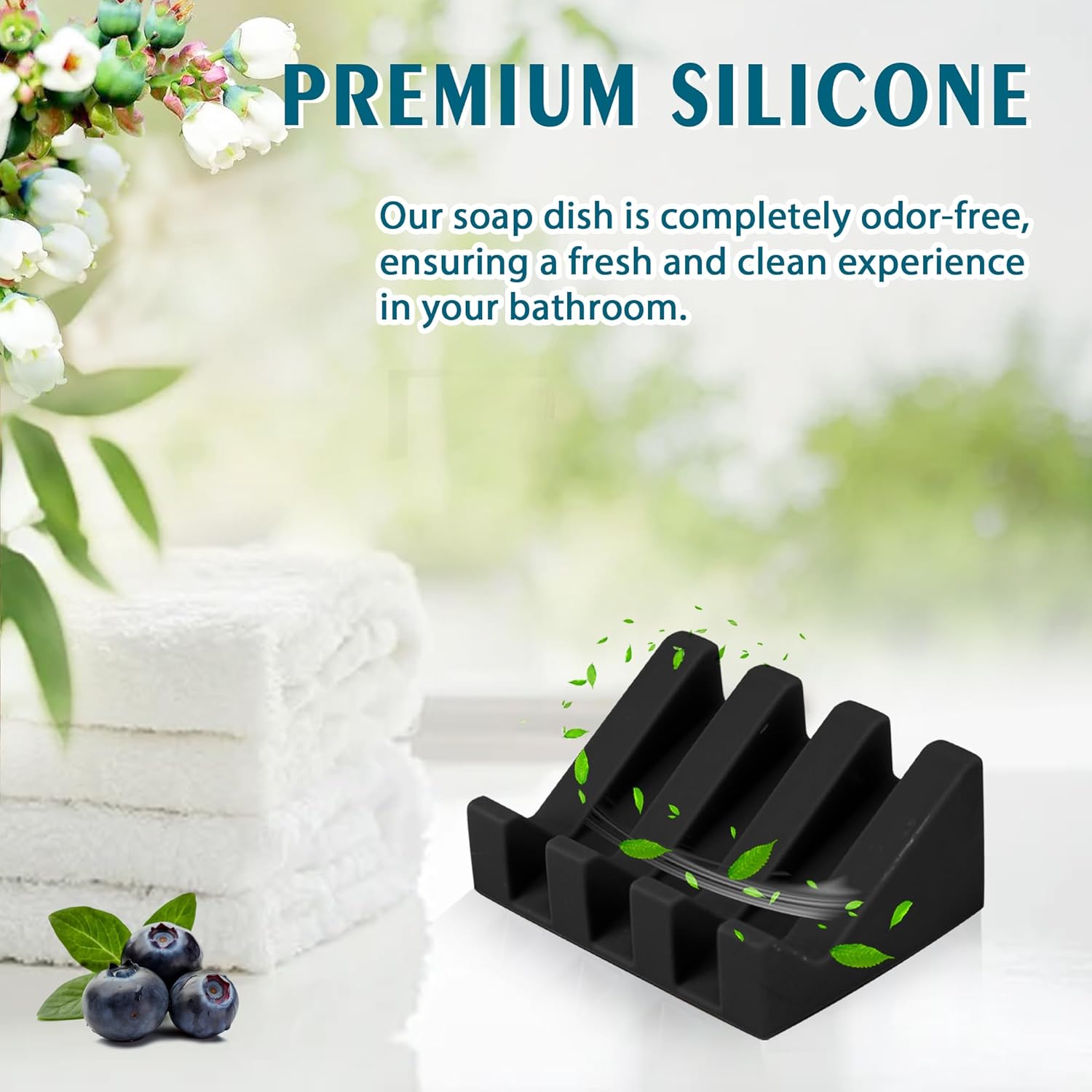 AIXIAOYA Silicone Soap Dish with Drain and Double Suction Cups 1