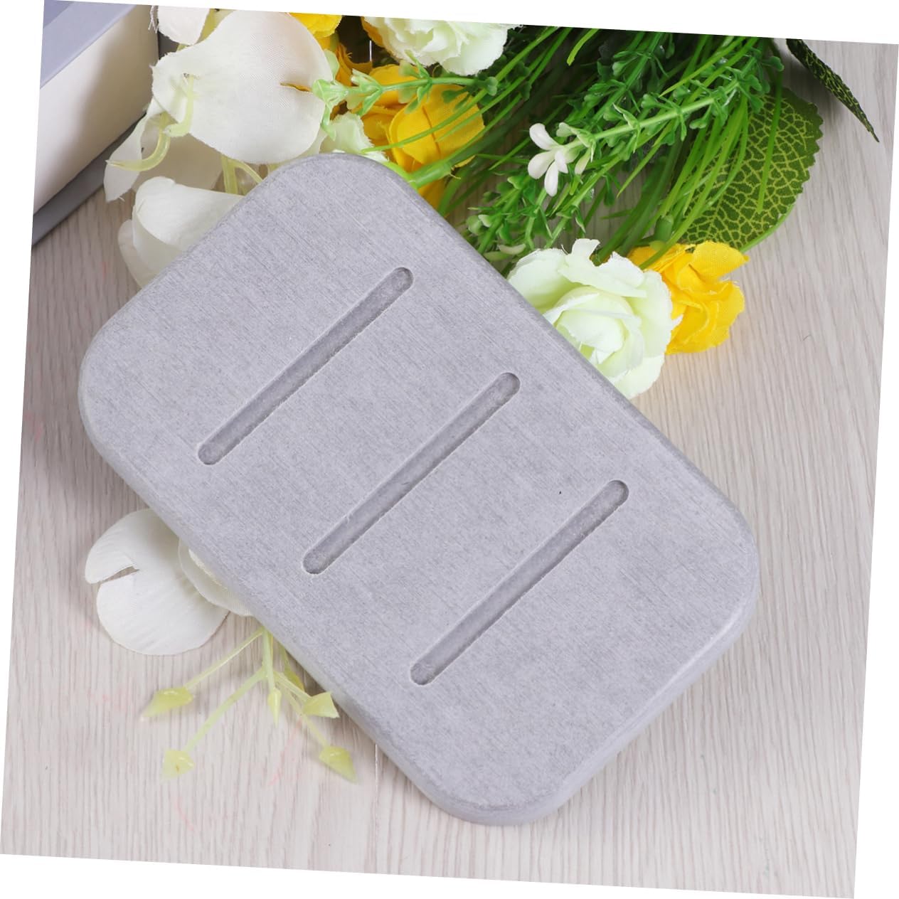 Amosfun Diatomite Soap Dish Holder for Quick Drying Grey