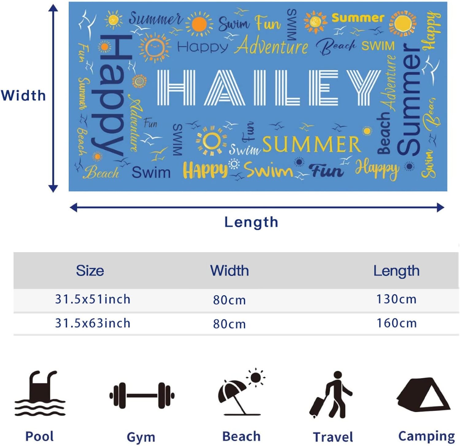 Personalized Beach Towel with Name Text 1