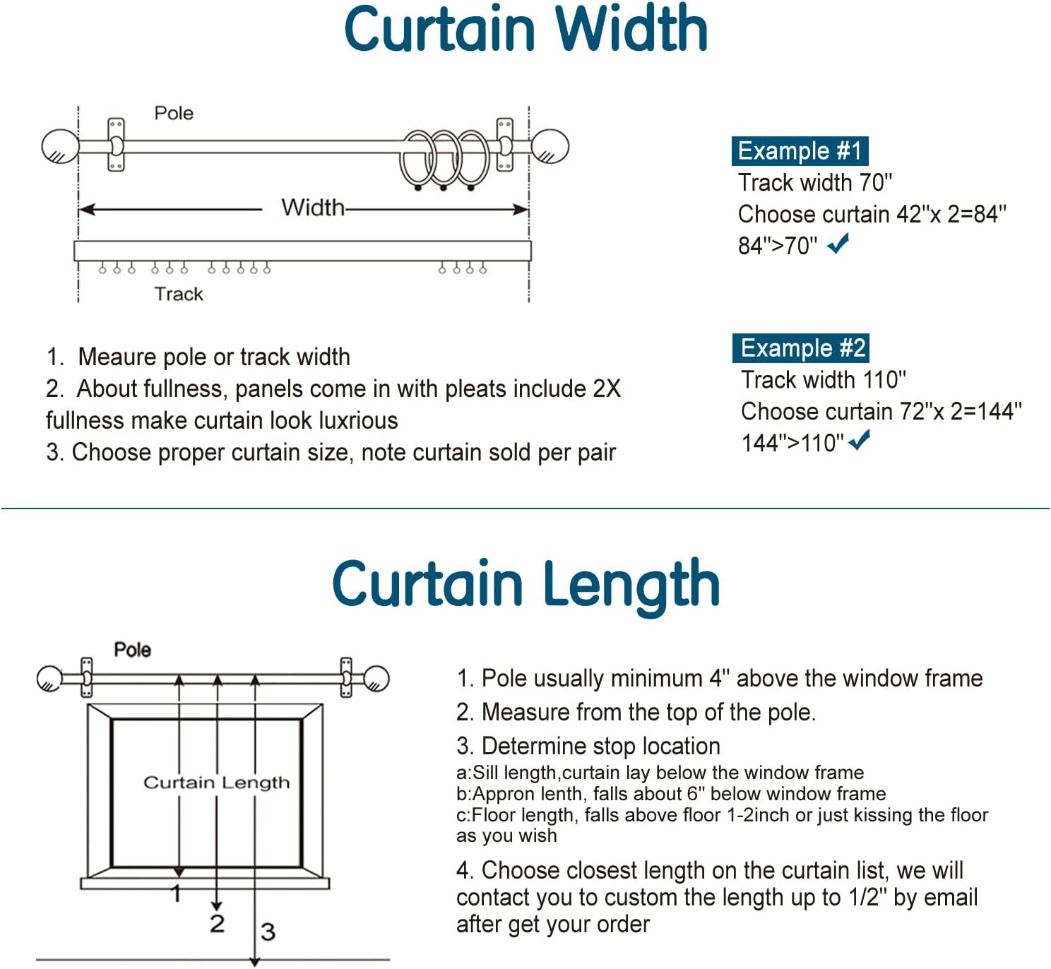 LETAU Pinch Pleated Lined Blackout Curtains 52x84 Set of 2
