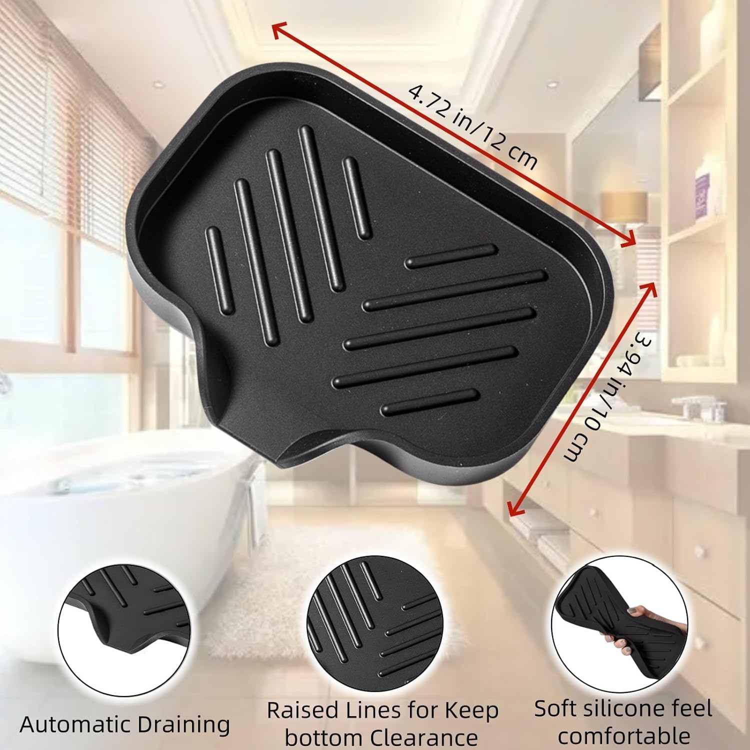 MERAIJIN Silicone Soap Dish with Drain Spout - Bathroom and Kitchen Organizer