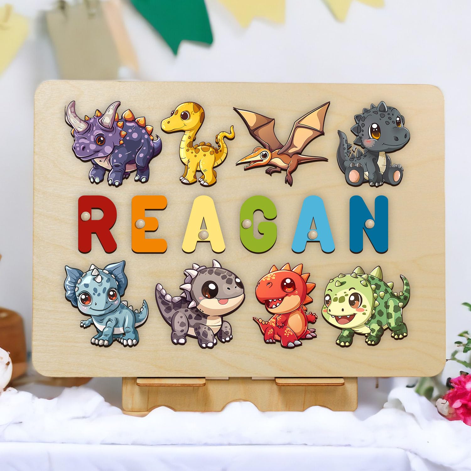Personalized Name Dinosaur Puzzle Montessori Toy 1