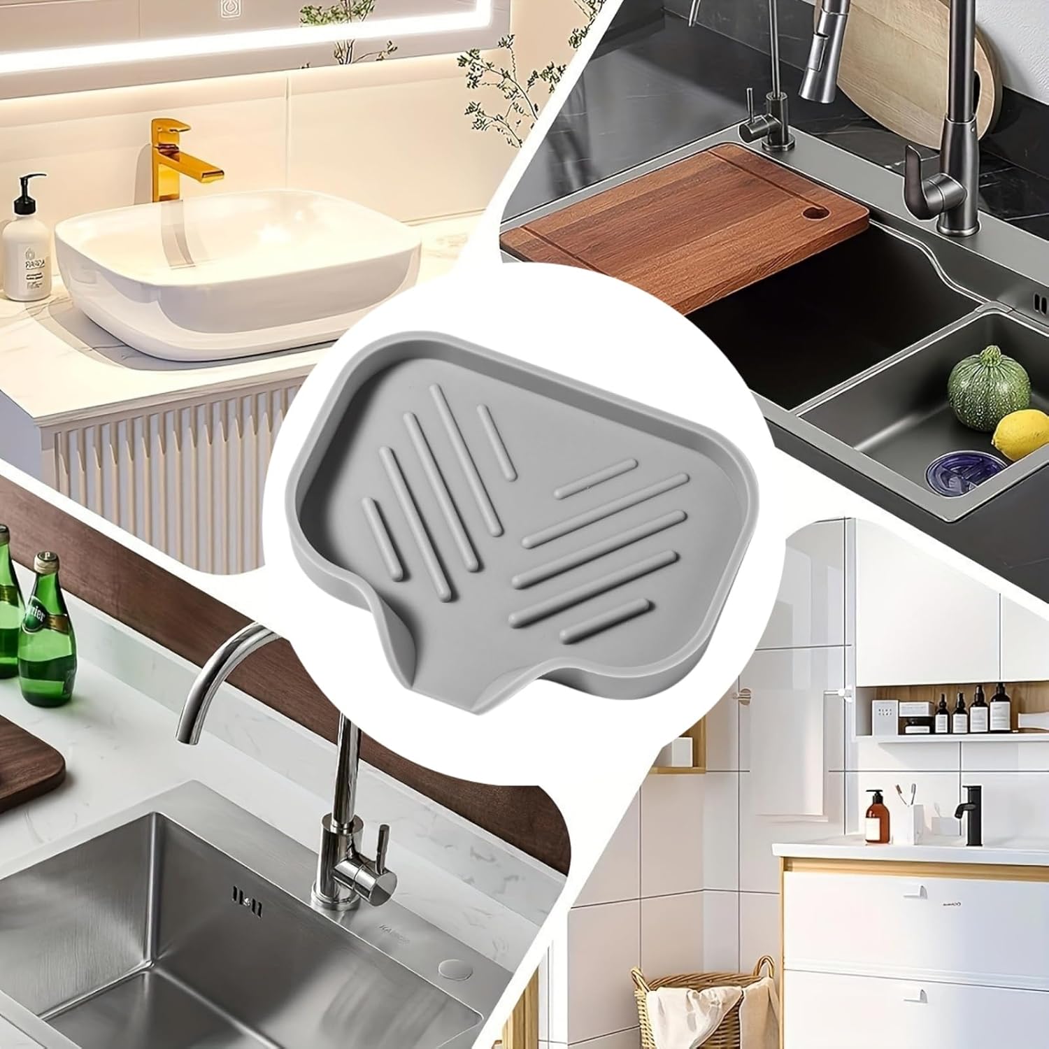 MERAIJIN Silicone Soap Dish with Drain Spout - Gray 47x39