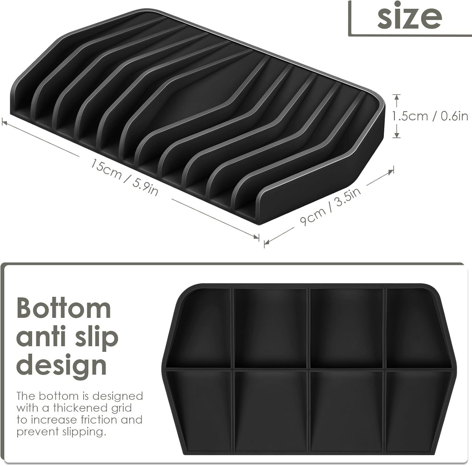 SAISN Silicone Soap Dish for Shower Black