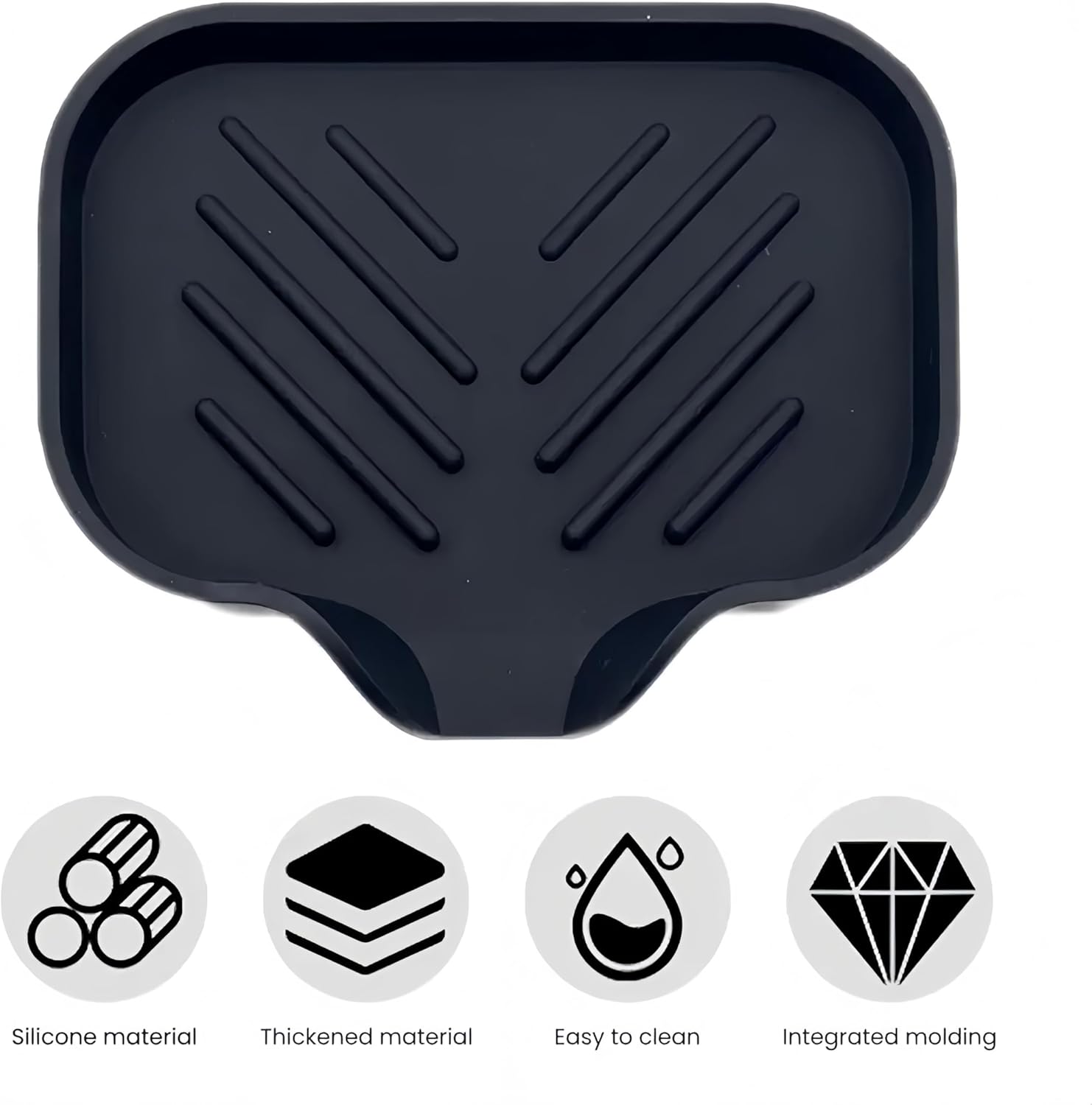 Silicone Soap Dish with Drain Spout - Black 1 Pcs