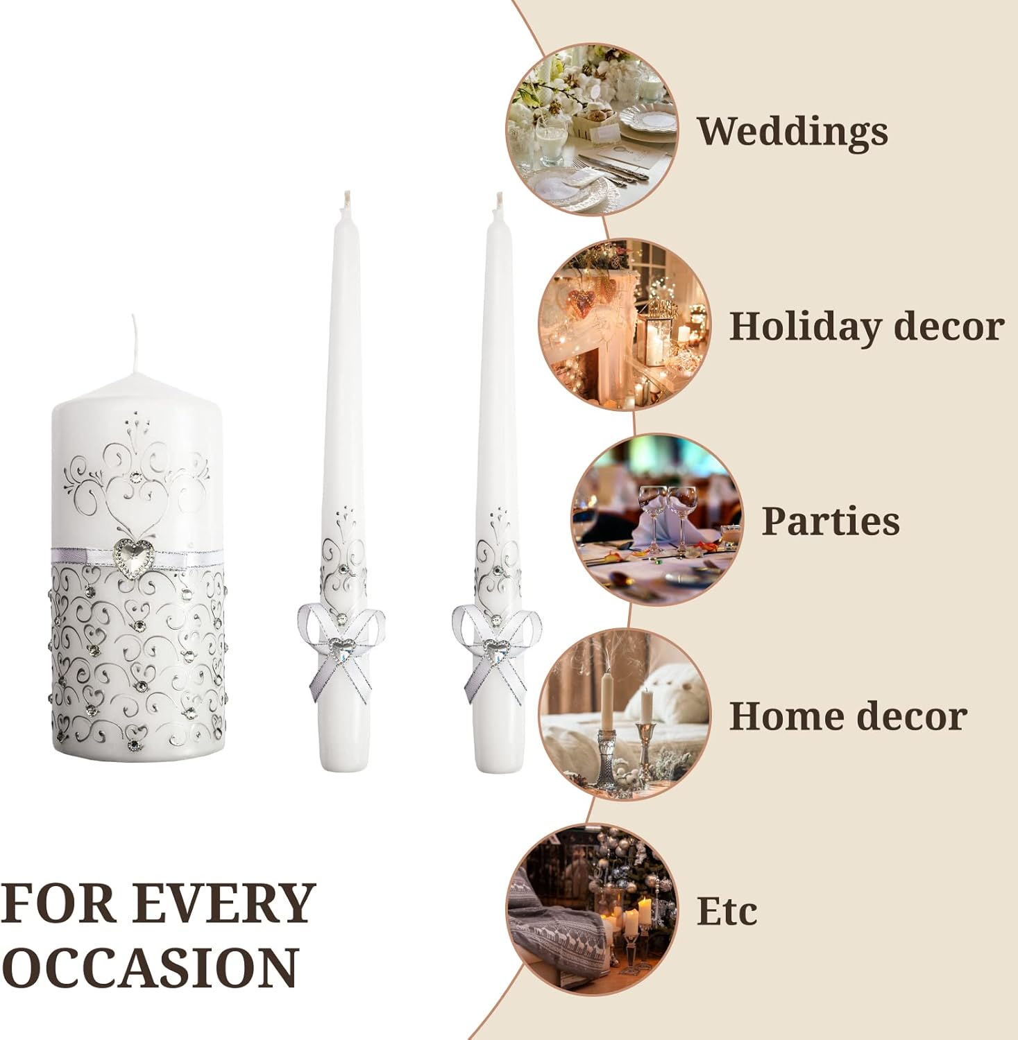 VABA Unity Candles 3 Pcs Wedding Ceremony Set