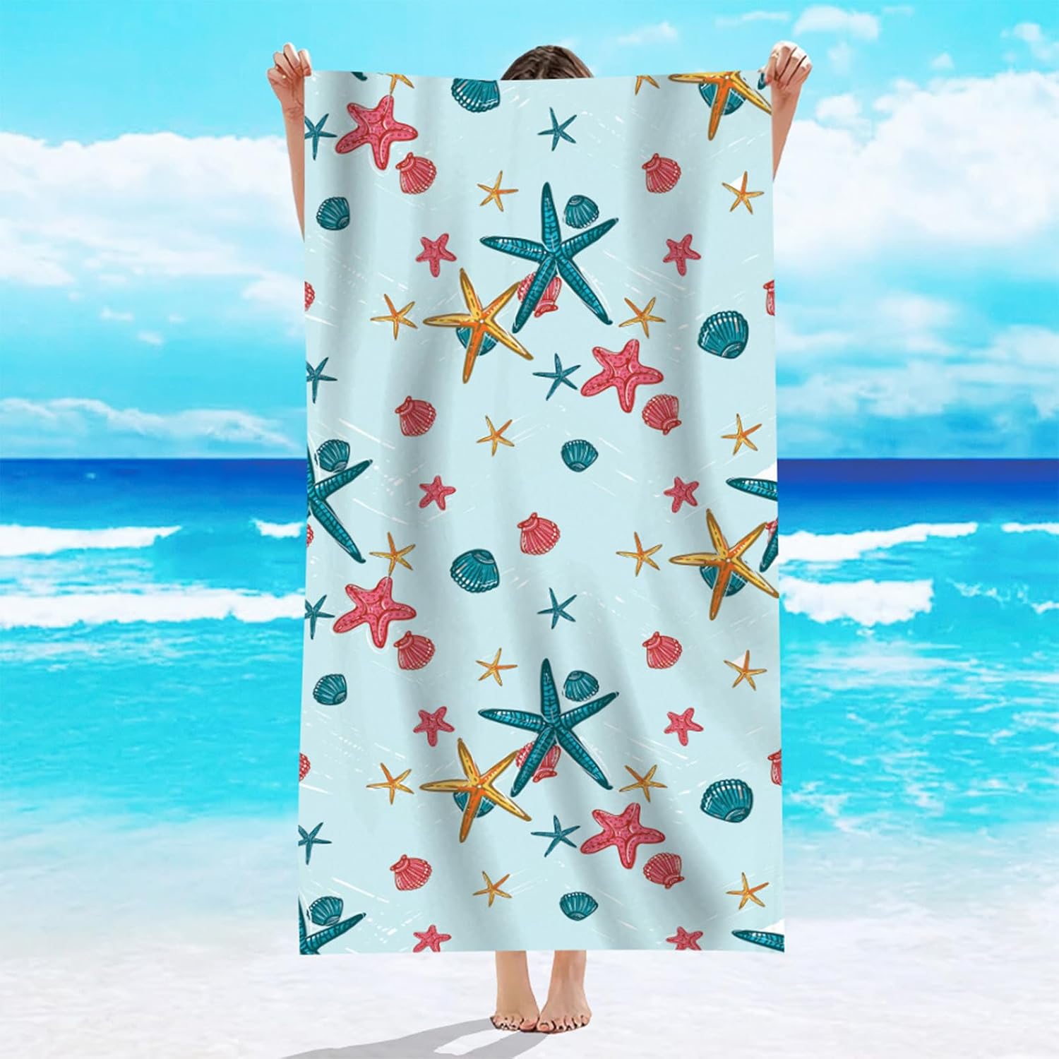 2-Pack Microfiber Beach Towels Lightweight Quick Drying 1