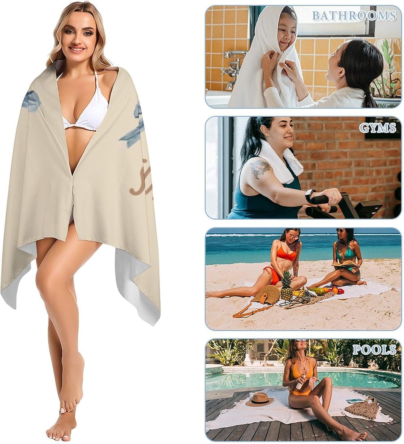 Soft Fluffy Oversized Beach Towel 32x64 Inch Microfiber