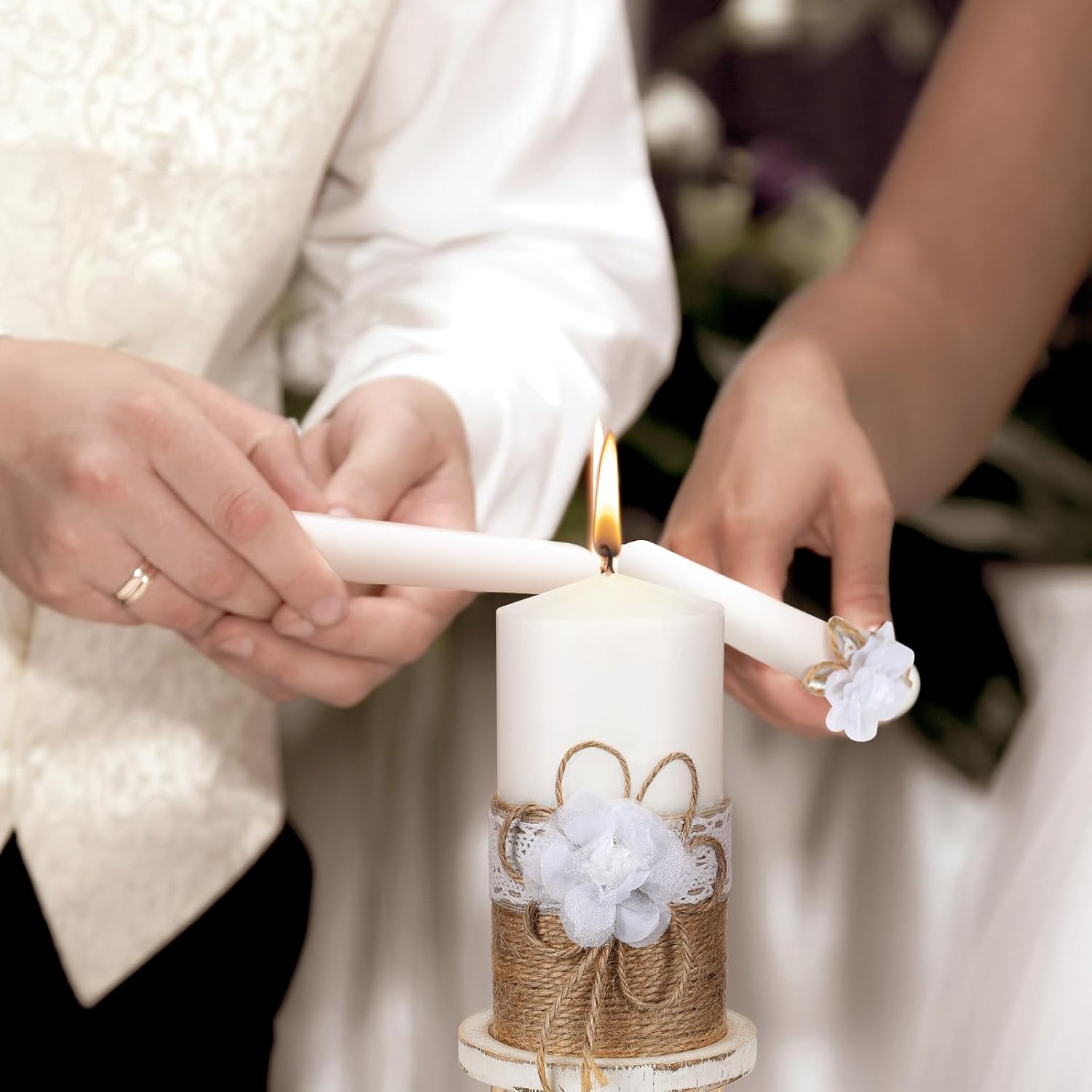 Zhehao 3 pcs Unity Candles with Holder Wedding Set