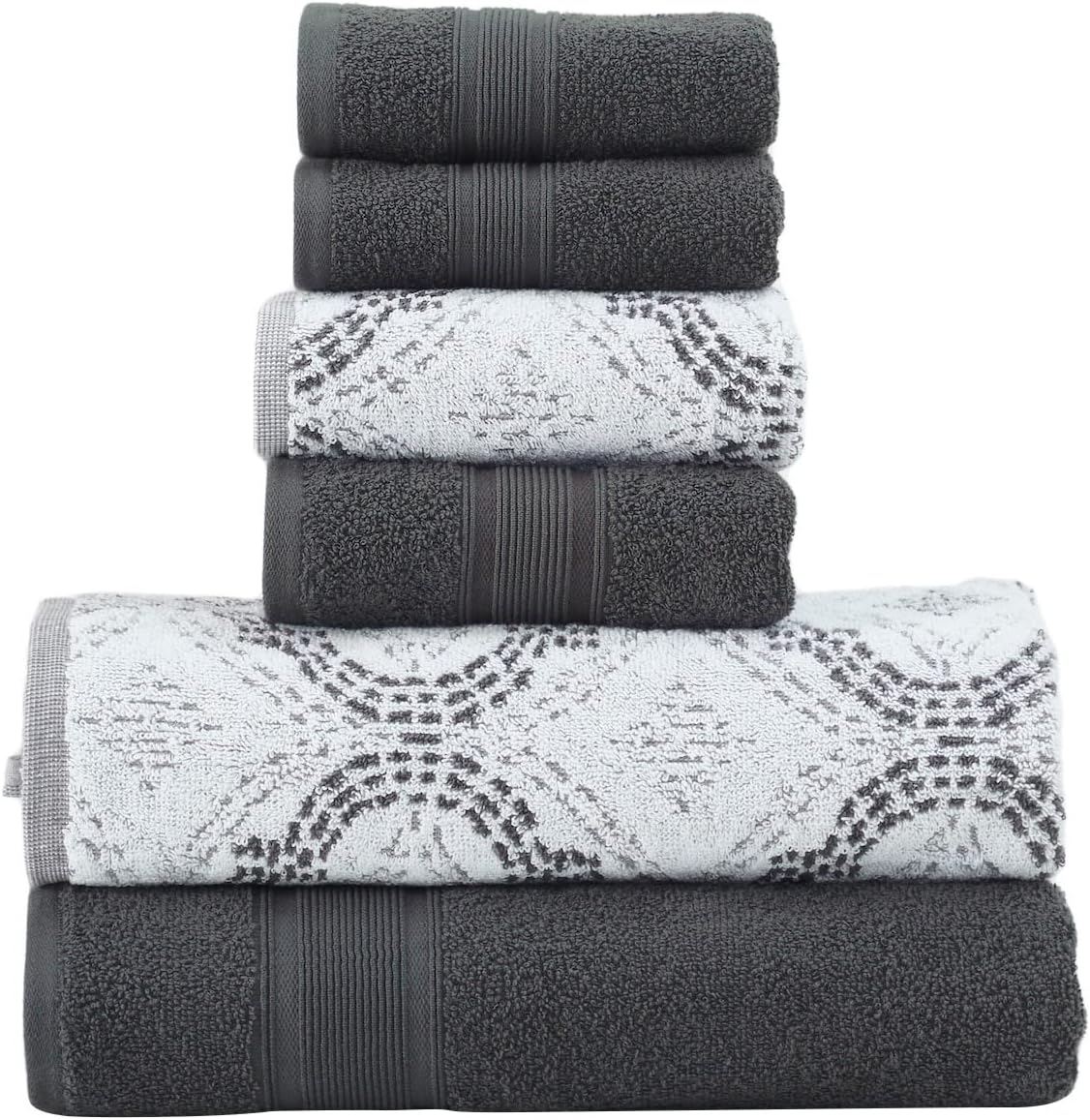 Modern Threads Capri 6-Piece Reversible Yarn Dyed Jacquard Towel Set - Coal