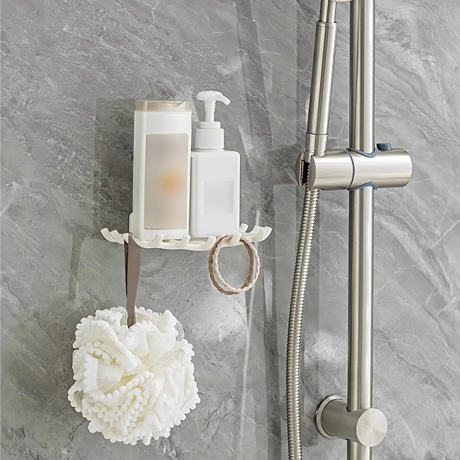 Space-Saving Soap Holder with Hooks and Drainage Tray