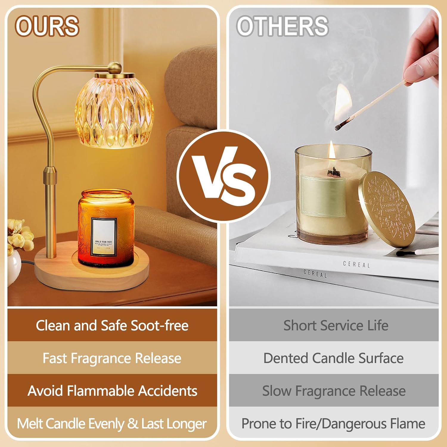 Elegant Adjustable Gold Candle Warmer Lamp with Timer Dimmer